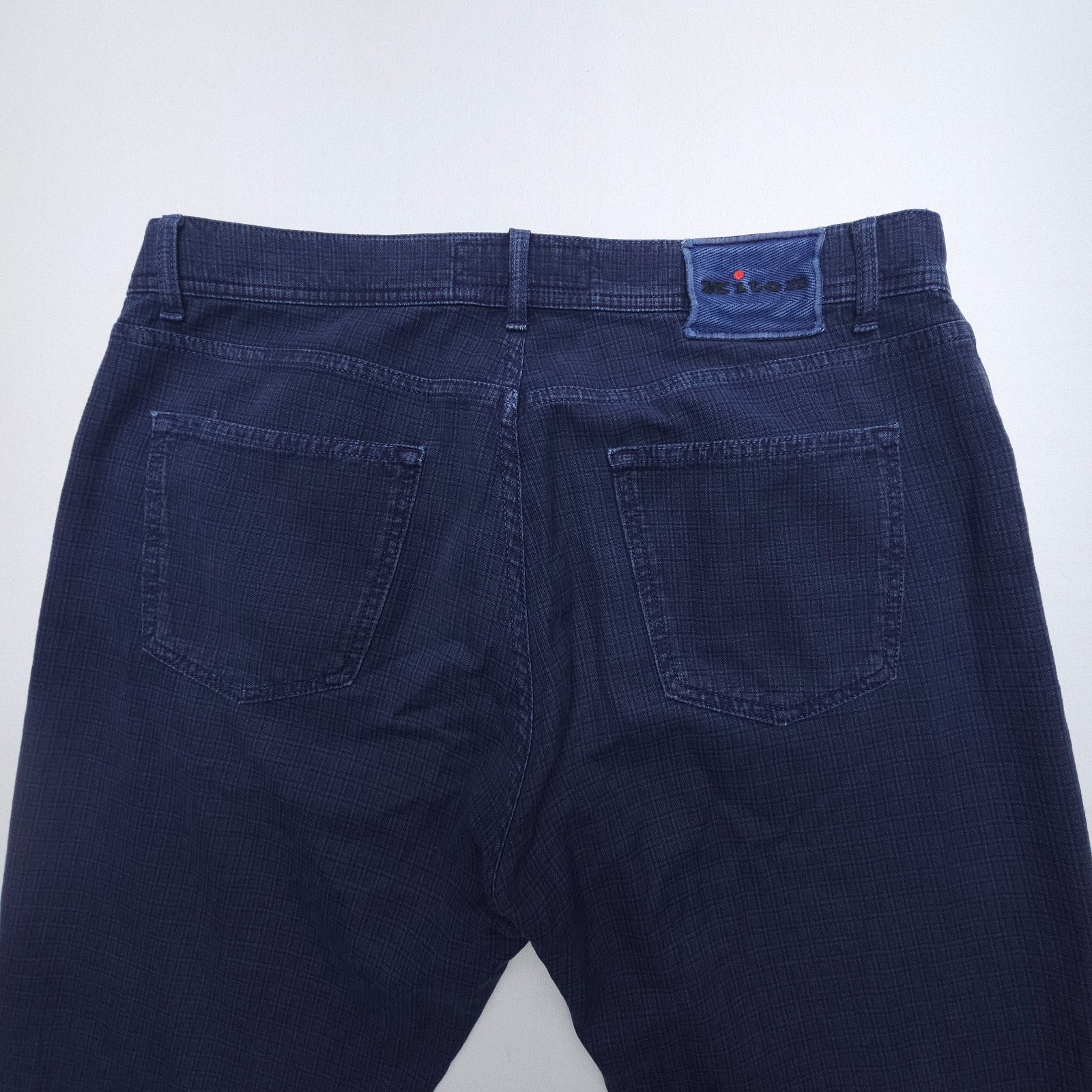 Kiton Napoli Stretch Cotton Trouser 5 Pocket Pants Size 52 (34 x 32″) Blue Italy