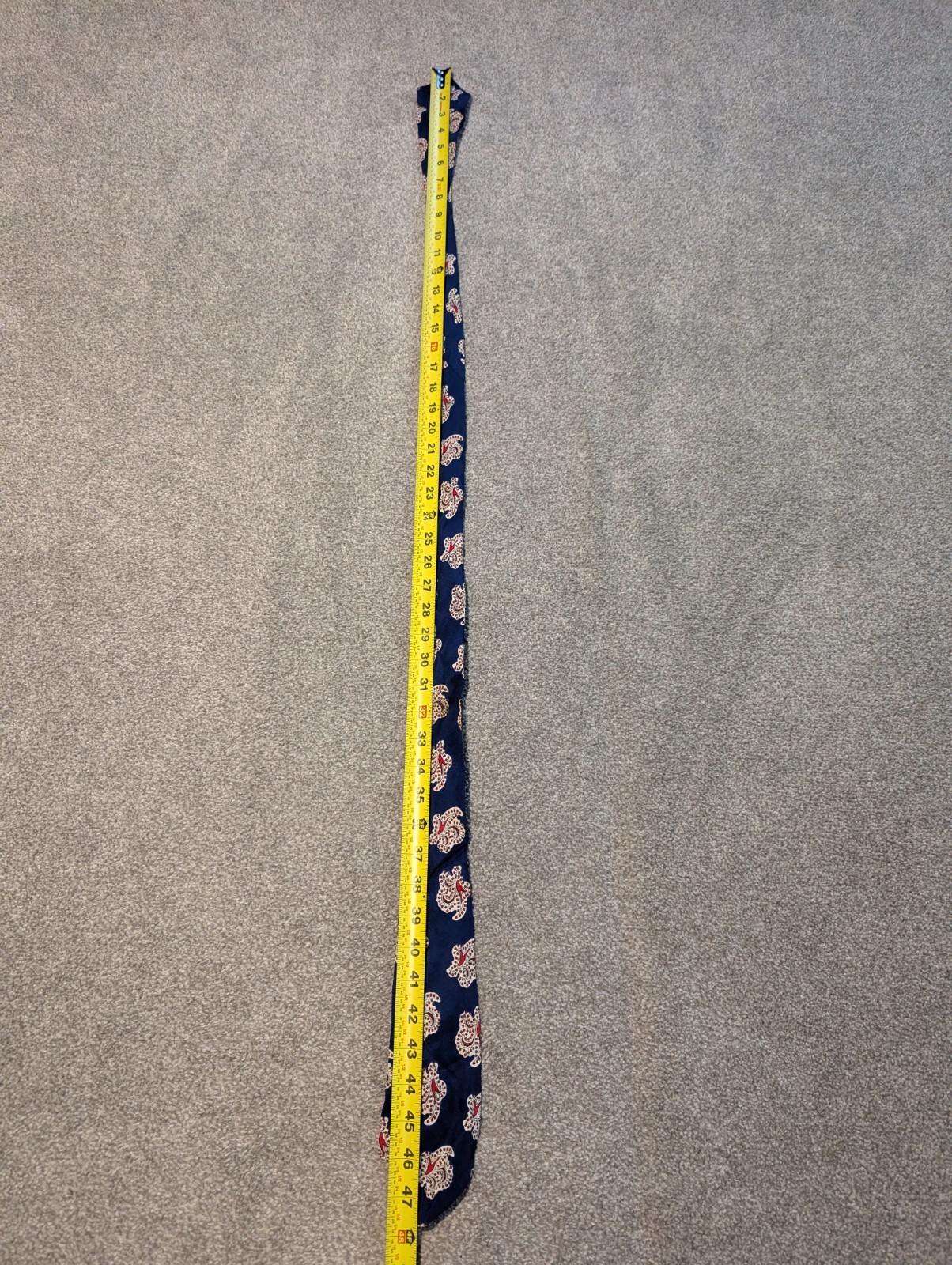 Vintage 1930s 40s Tie Blue Floral Paisley Cravat 47 Inches