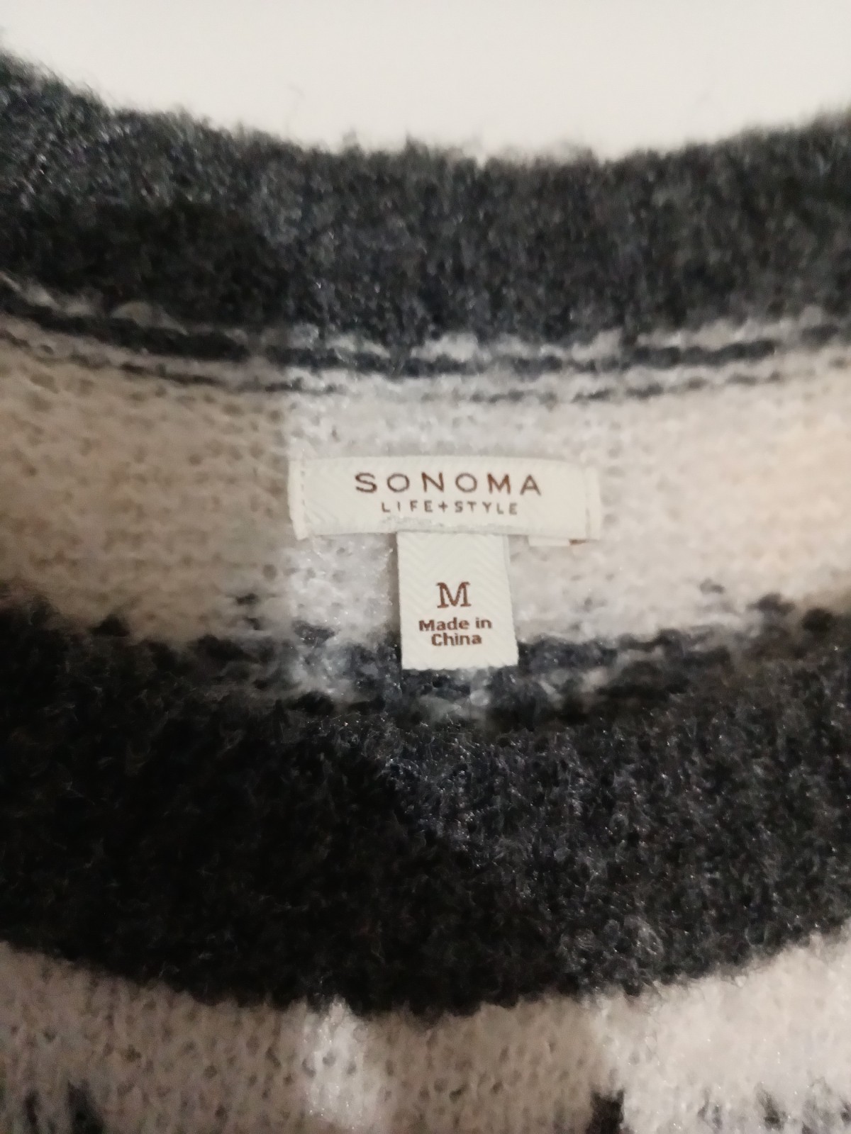 Sonoma Life + Style Women’s Fair Isle Fuzzy Knit Crew Neck Pullover Sweater M