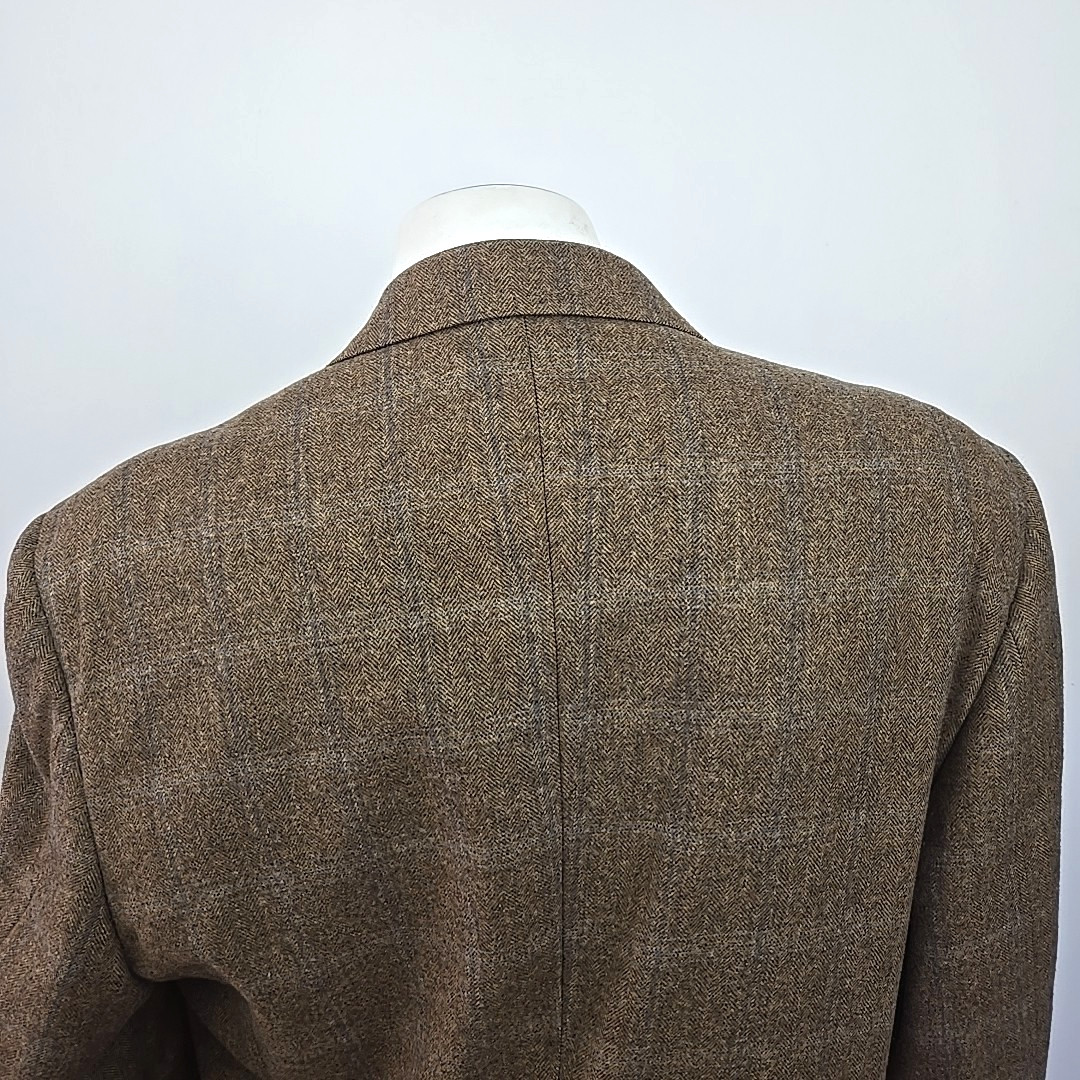 Canali Blue Label Wool Cashmere Blazer Tweed Jacket Window Pane EU 58 L US 46