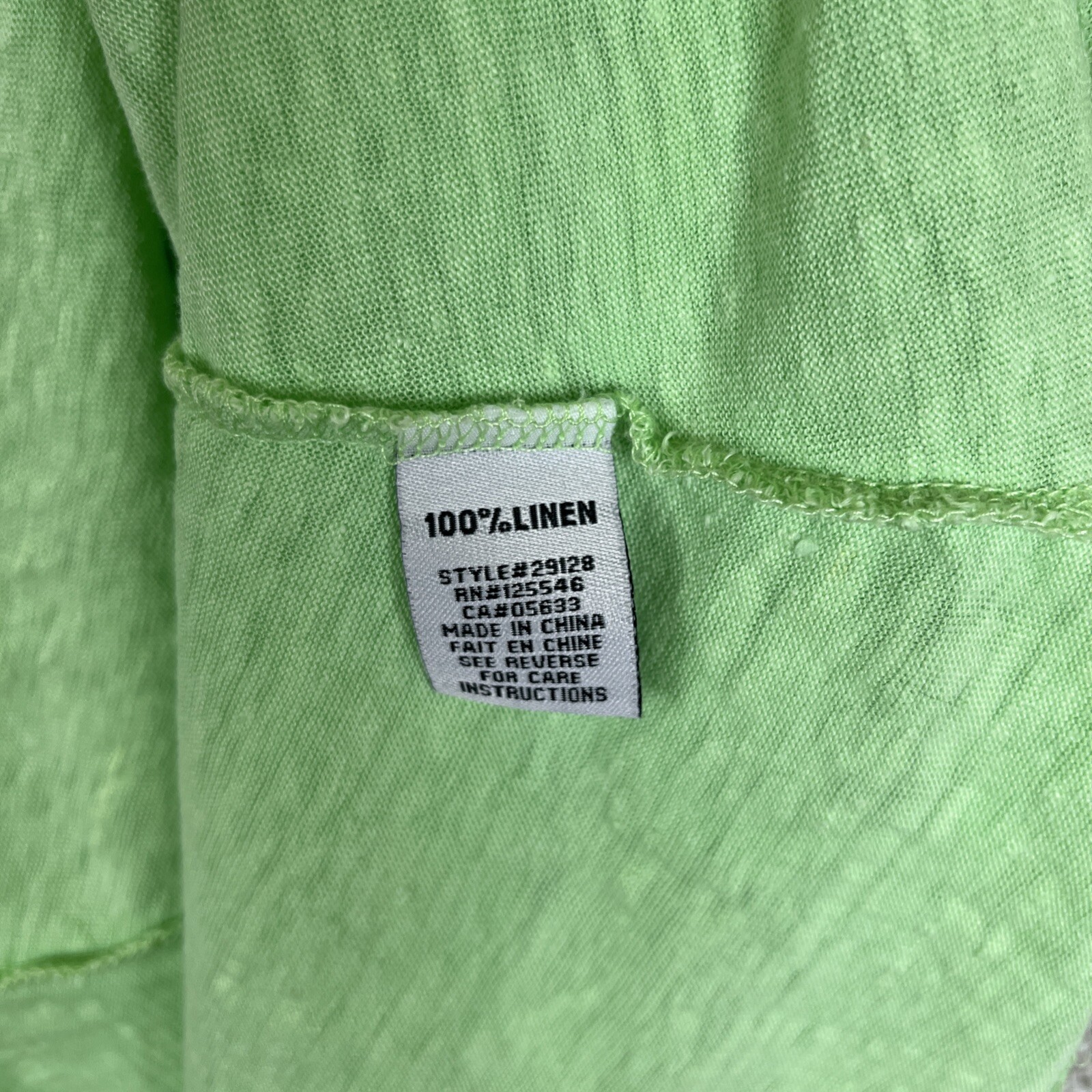 Habitat Tunic Womens Small Green Linen 3/4 Sleeve Pullover Stretch- 1785*