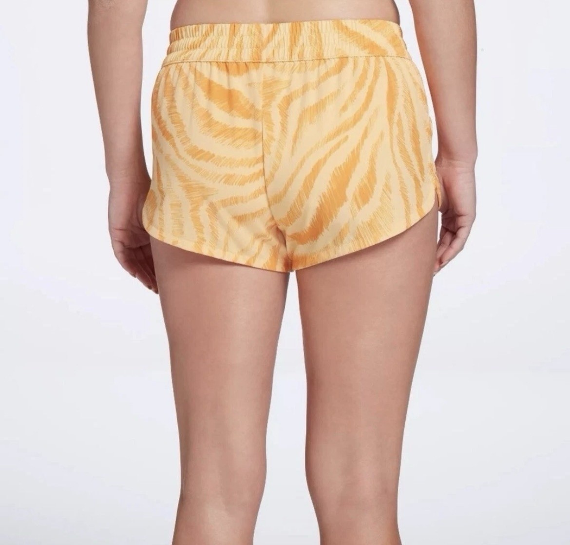 DSG Womens Mid-Rise Stride Run Shorts 2XL Zebra Print Tangerine Built-In