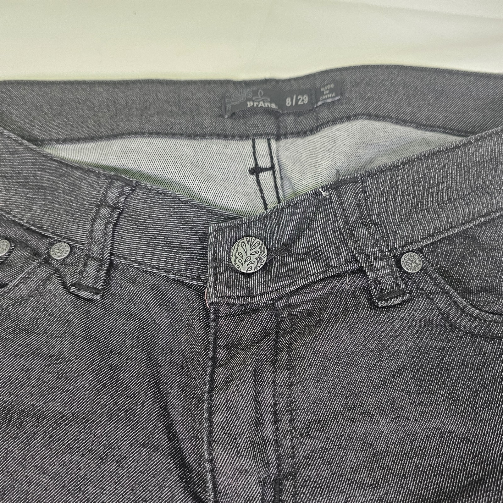 PrAna Size 8/29 Womens Charcoal Grey Organic Cotton Blend Straight Stretch Pants