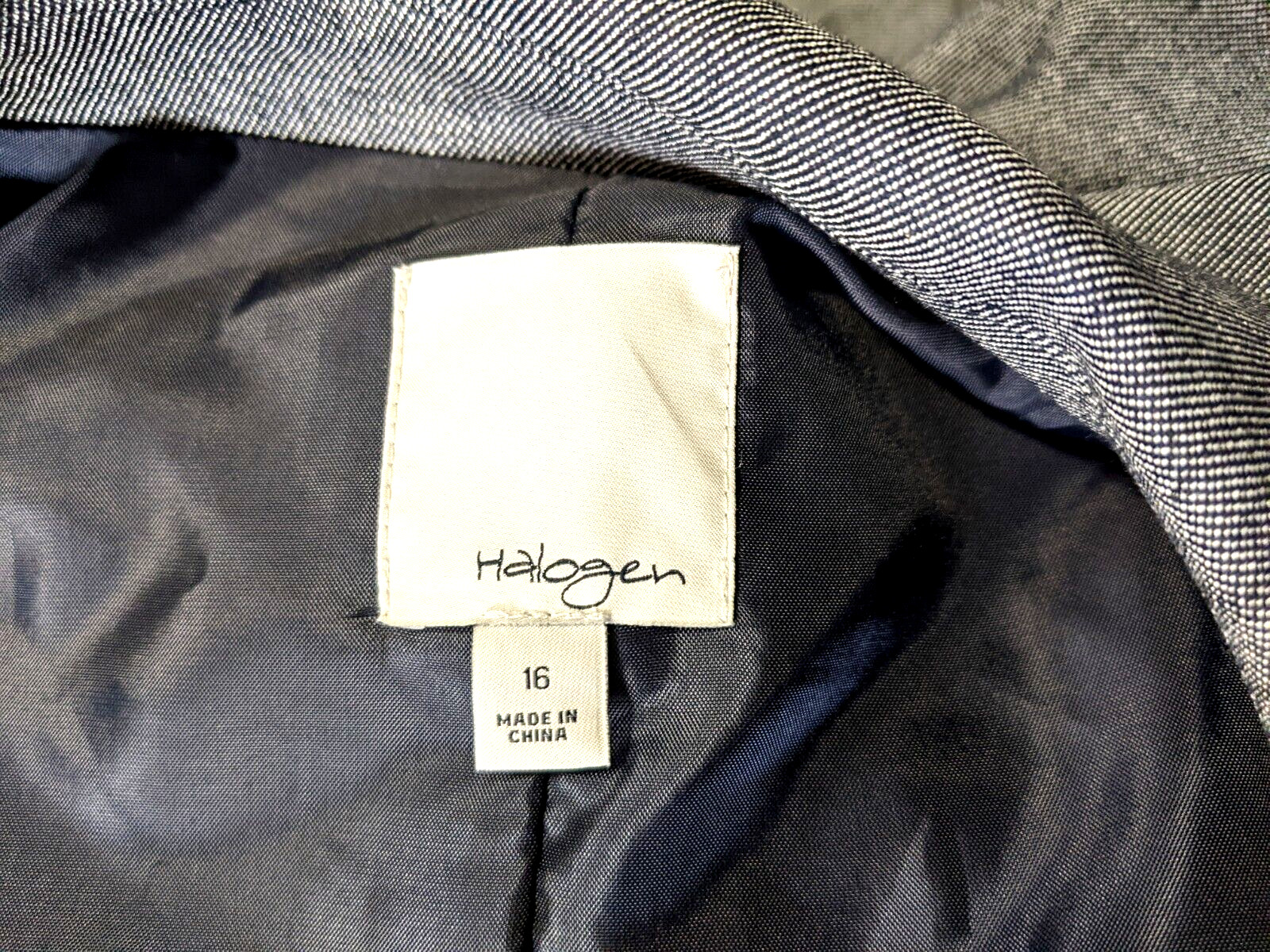 NWT Halogen Women’s One Button Blazer Jacket Sz 16 Polyester Blend Smooth Lined