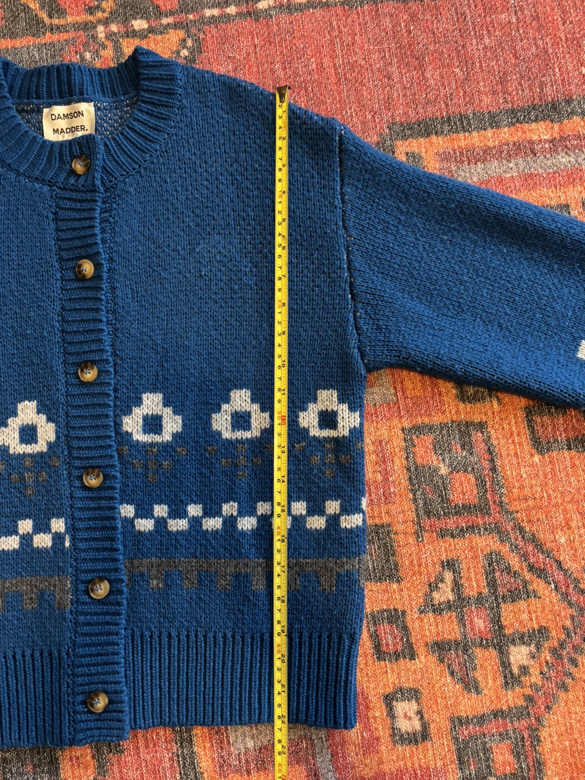 Damson Madder Romily cardigan blue with intarsia squirrel