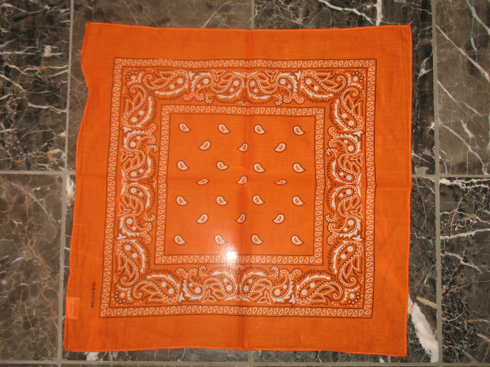 22″x22″ Paisley Orange Bandana