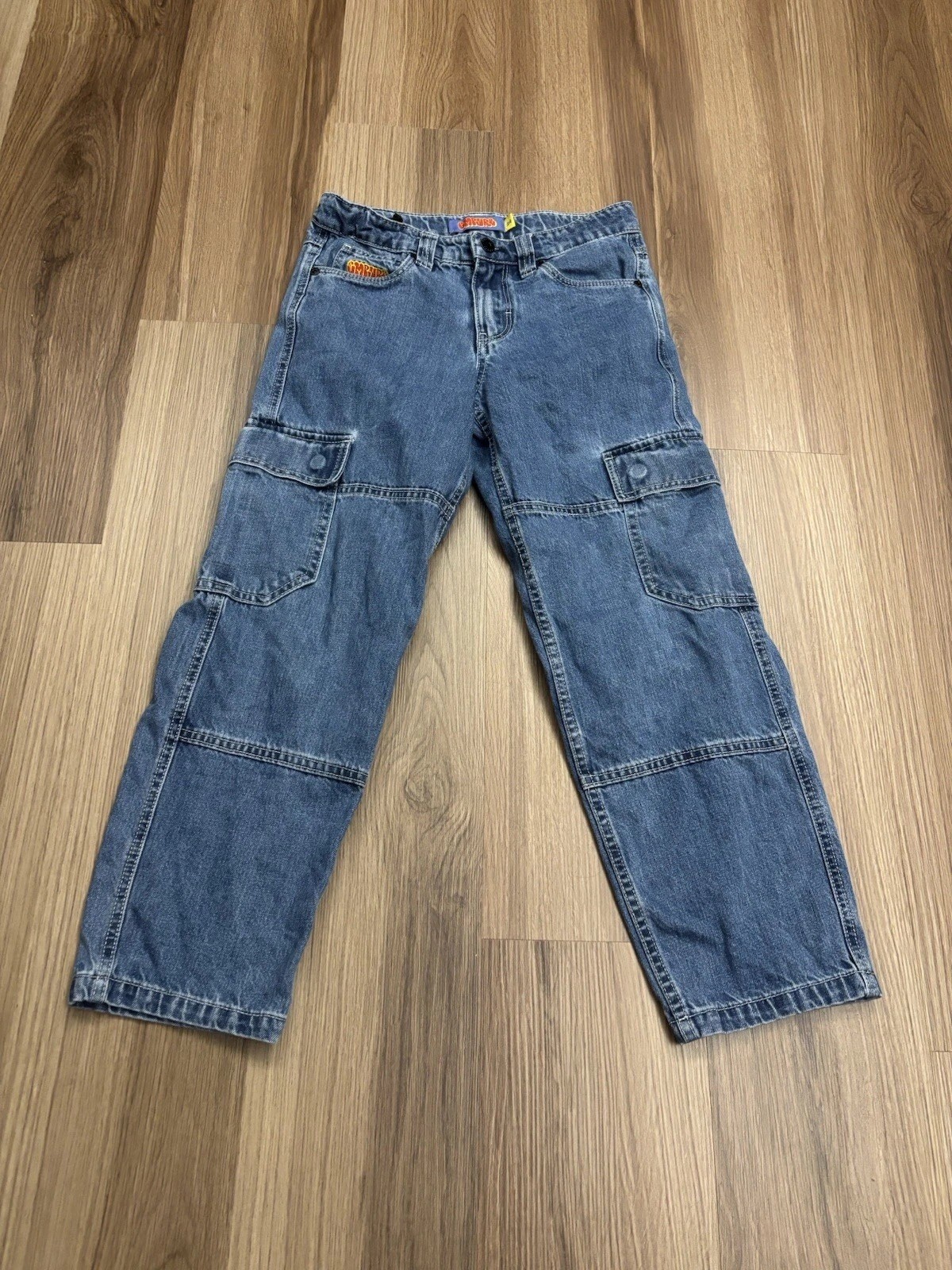 Empyre Cargo Jeans Youth Size 24 Adjustable Waist 100% Cotton Denim Skatercore