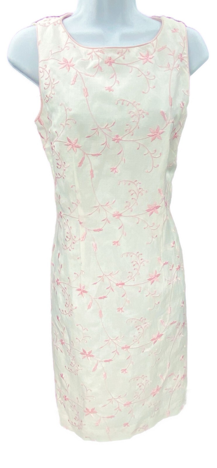 10 Petite Jessica Howard Shift Dress Bodycon Linen Blend White Pink