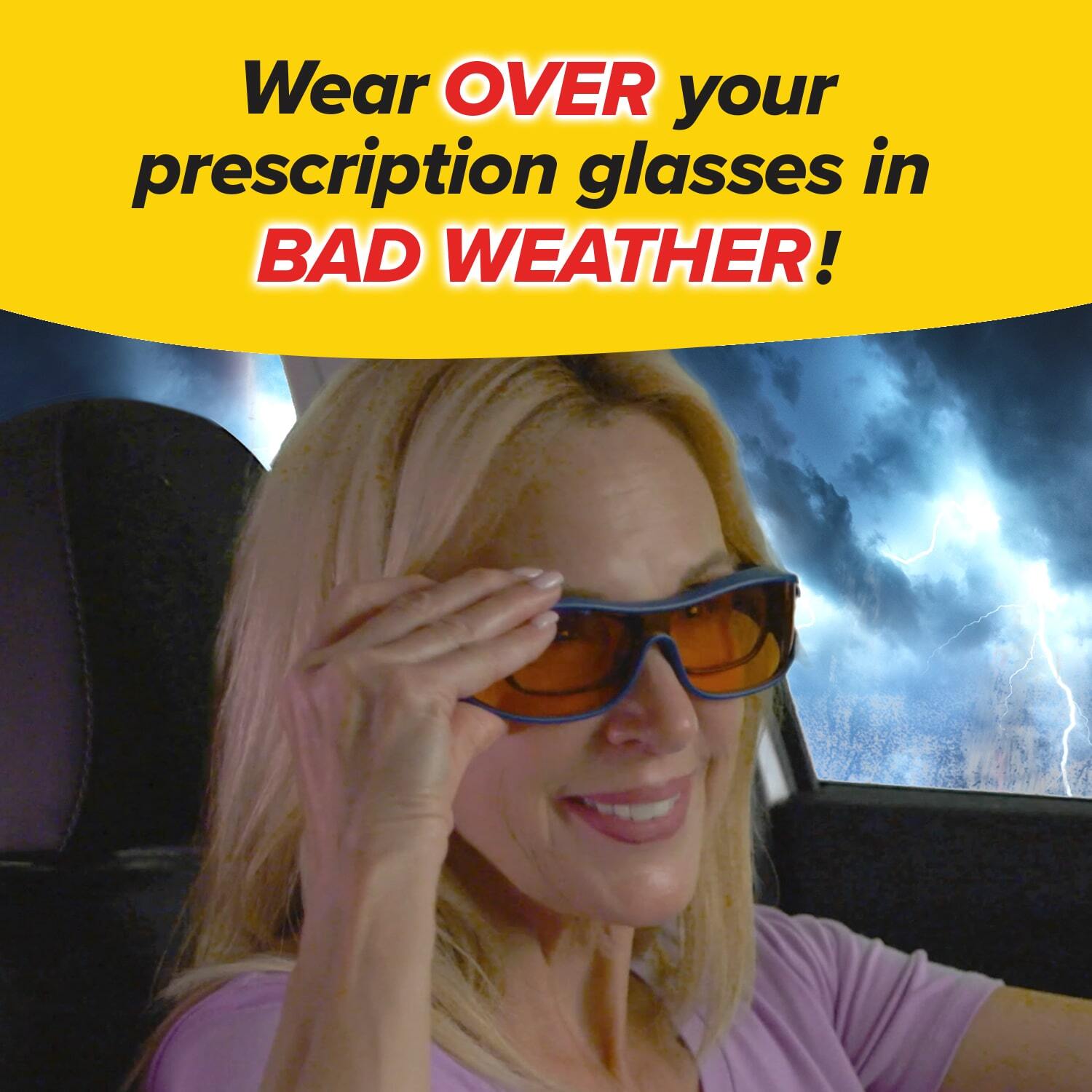 BattleVision Storm Wraparounds Bad Weather Driving Glasses, AS-SEEN-ON-TV