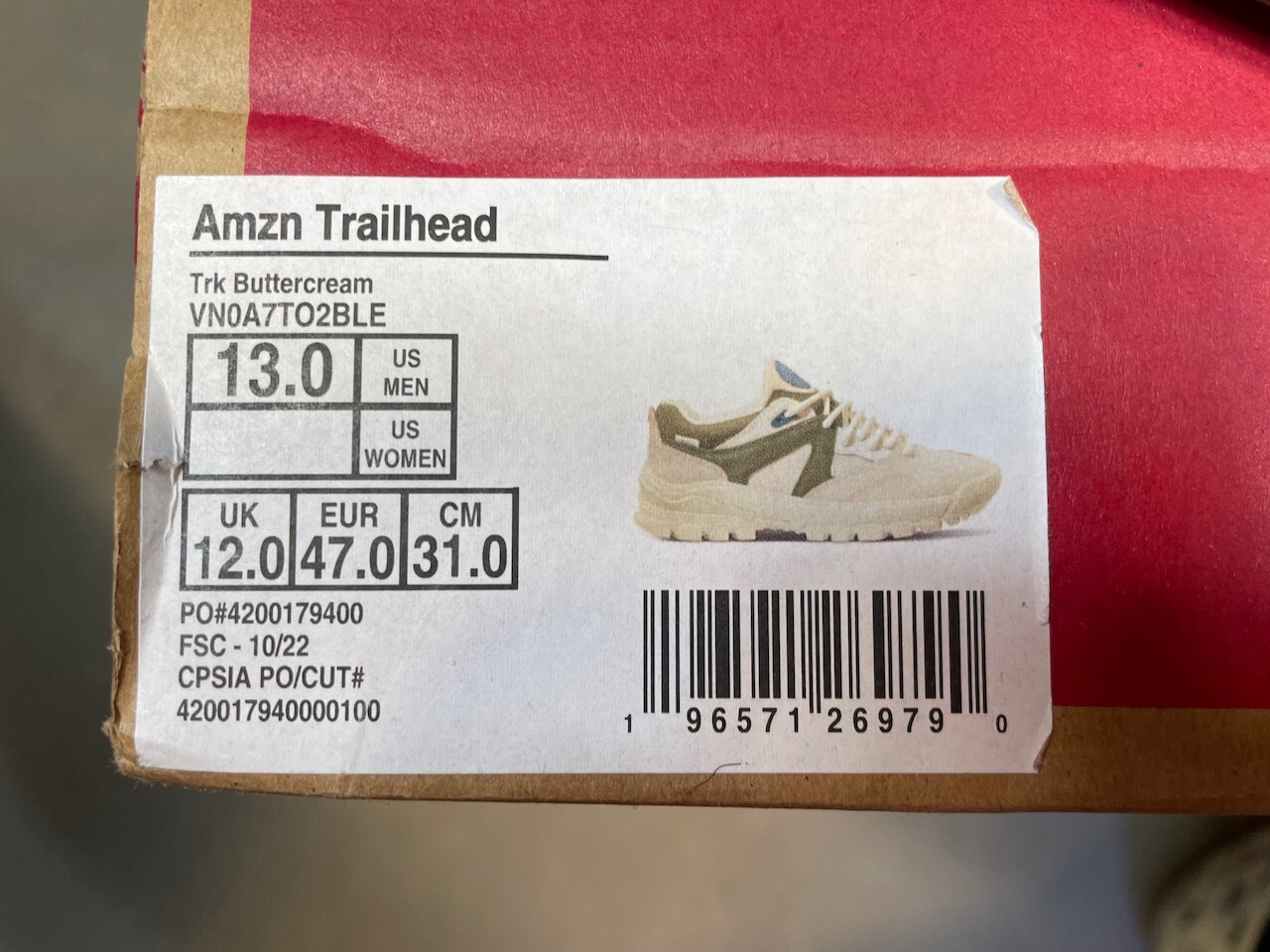 Vans AMZN Trailhead Trk Buttercream Size US 13 Men New VN0A7TO2BLE