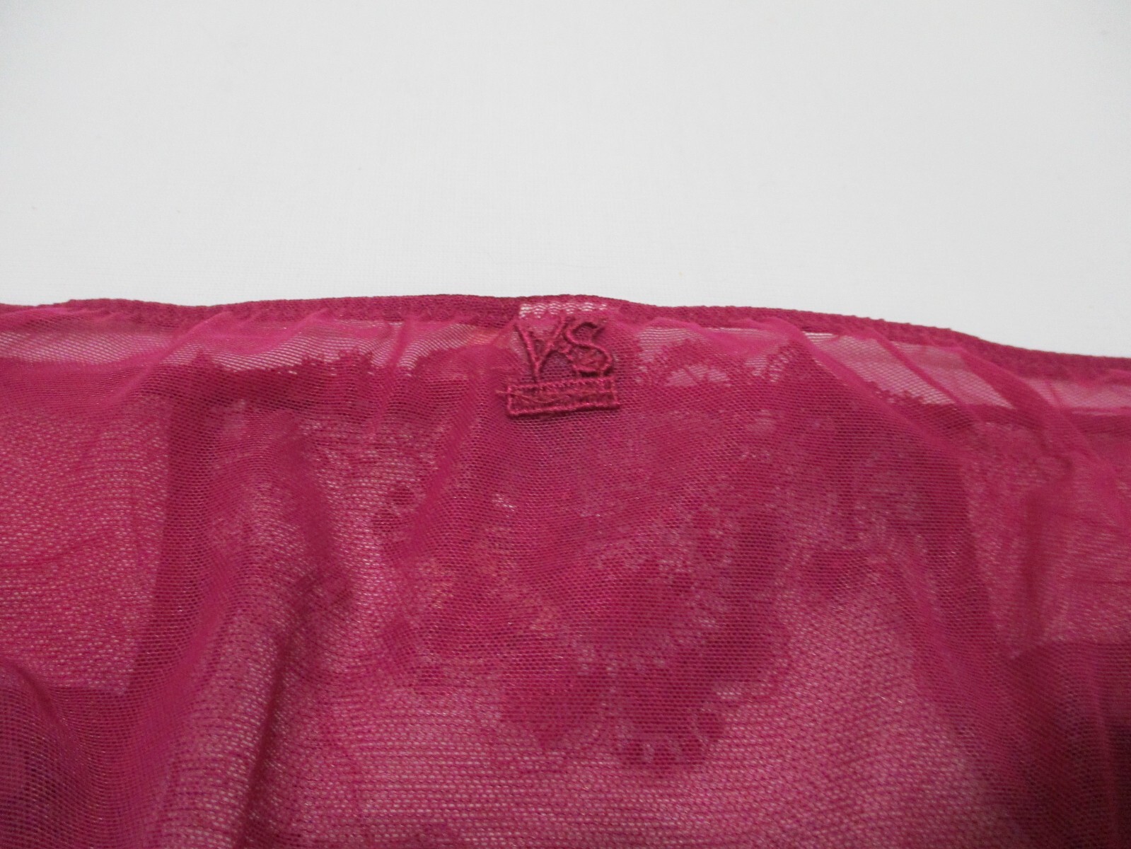 Victorias Secret Fushia Thong Panty Size L Mesh Lace Hiphugger Zipper