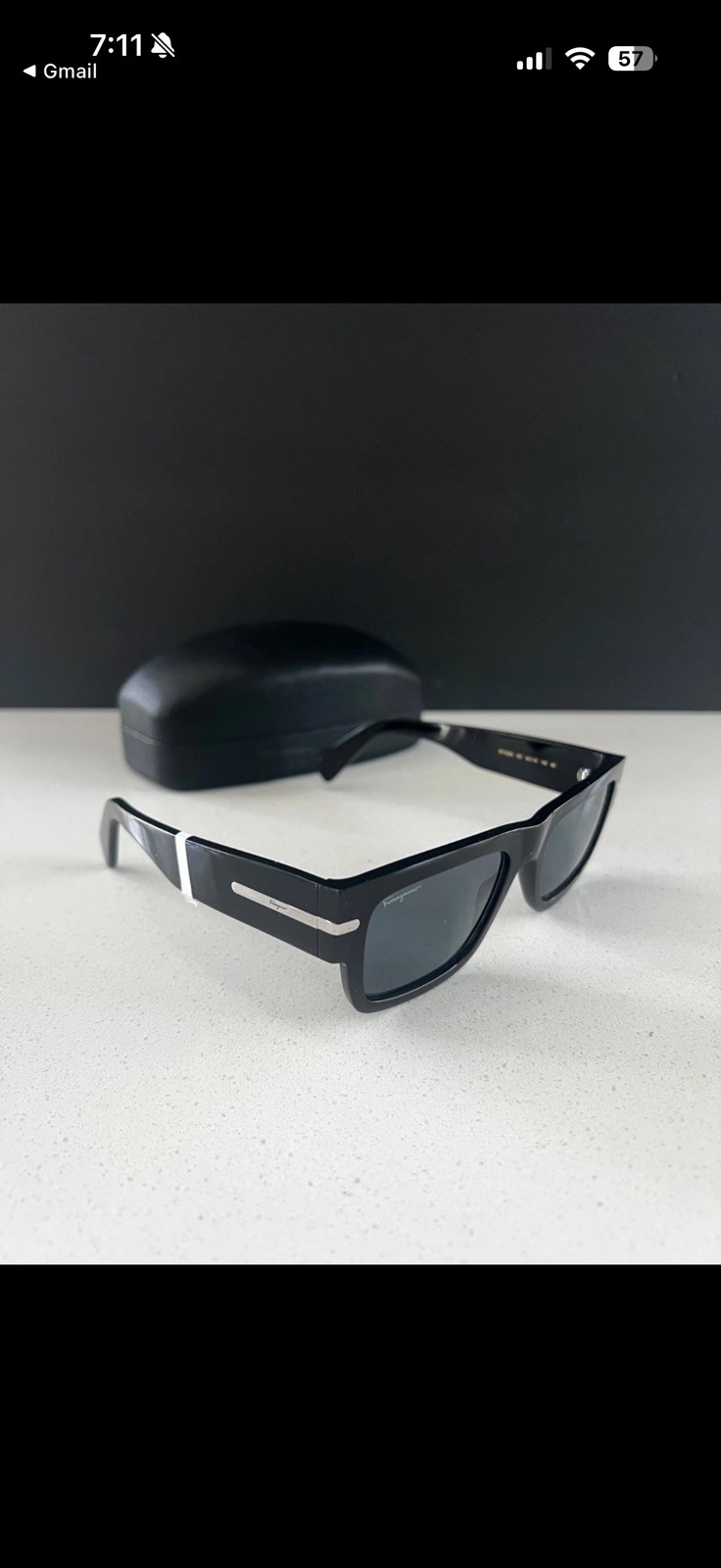 FERRAGAMO Classic Logo 54mm BLACK Rectangular Sunglasses