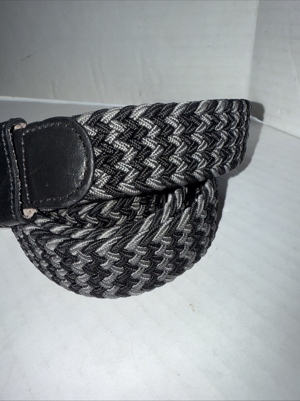 Gelante Black Gray Braided Stretch Belt Size Large 38 New Free Shipping