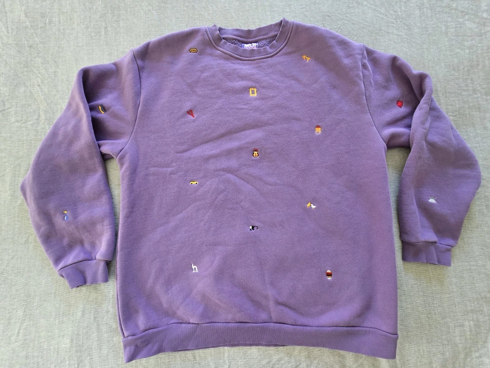 Rare Friends Mojo Provo Logo Purple All Over Print Women’s Sweatshirt Size XL