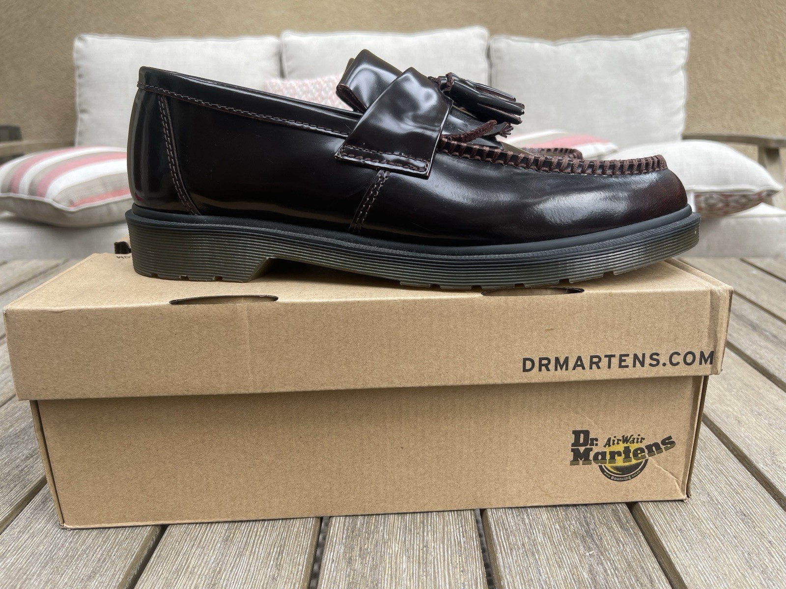 Dr. Martens Adrian Tassel Loafers Black Smooth Leather Mens Size 12 USM