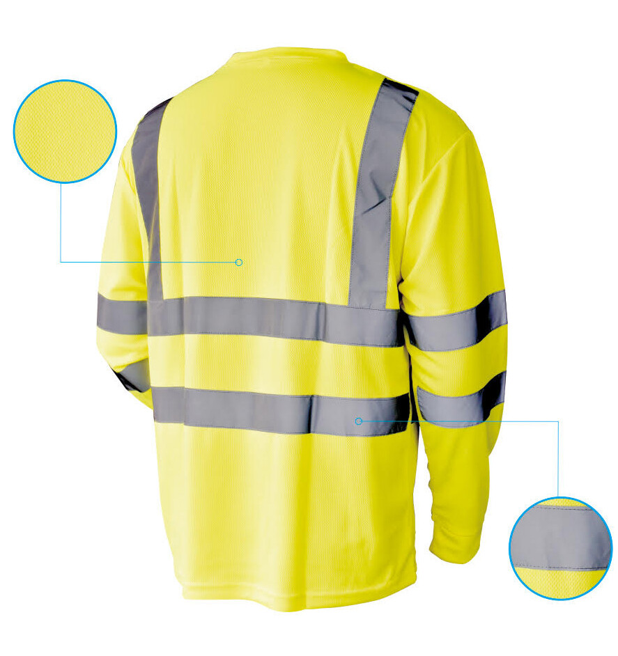 Hi Vis T Shirt ANSI Class 3 Reflective Safety Lime Short Long Sleeve Road Work