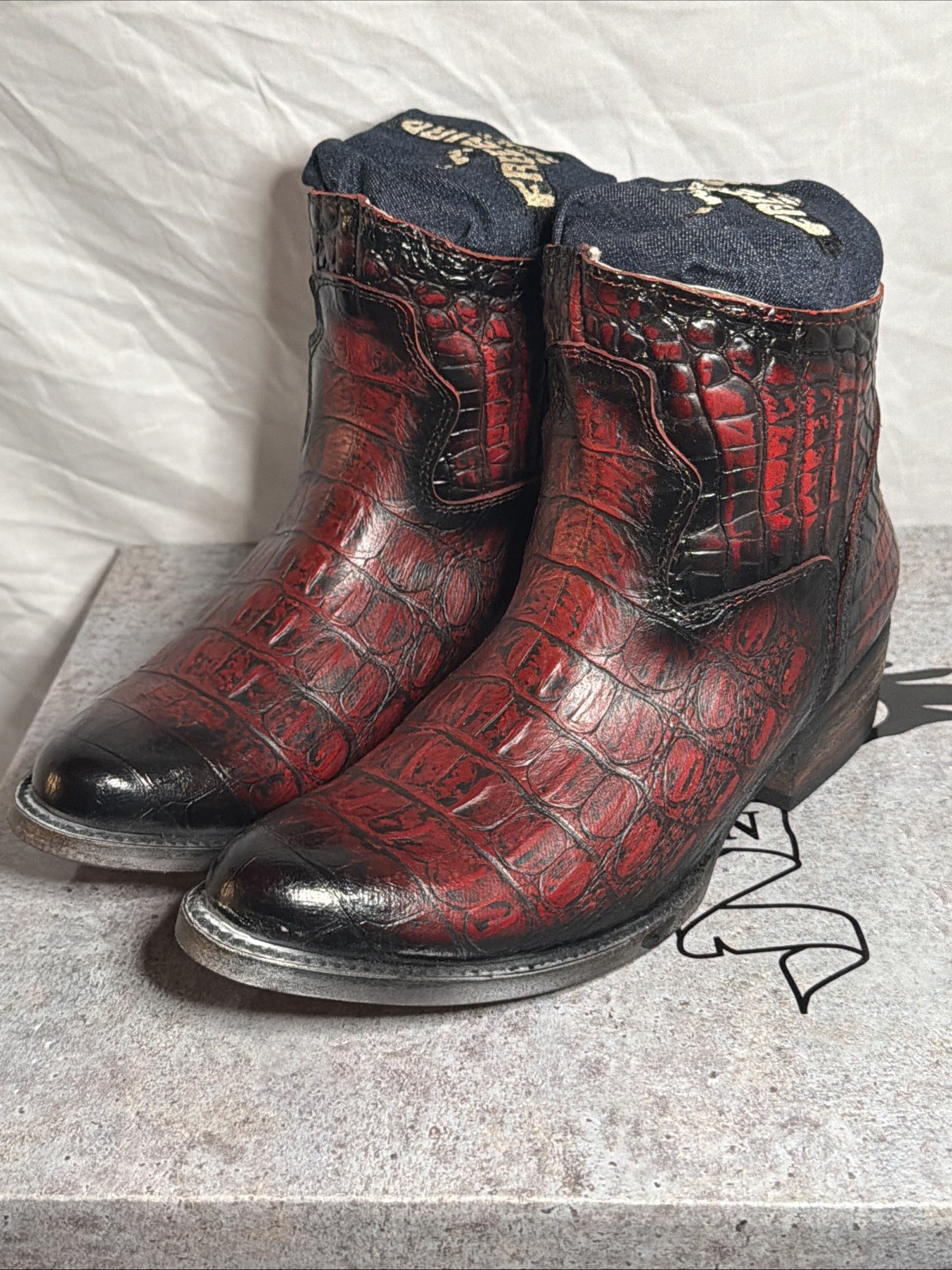 FREEBIRD SANTIAGO “RED CROCO” HARNESS ANKLE BOOTS WOMEN’S Size 7