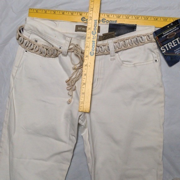 Bongo Vintage Y2K Low Rise Bootcut Jeans Cream With Shell Belt NWT Sz 9 Festivsl
