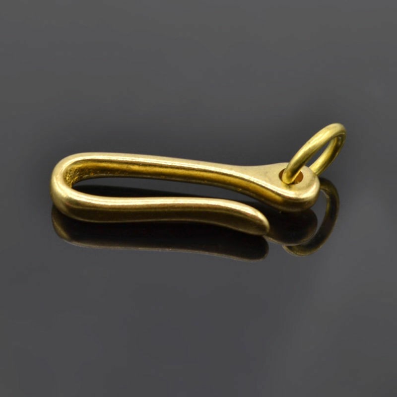 S/M Retro Solid Brass KeyChain Key Ring Belt U Hook Wallet Chain Fish Hook