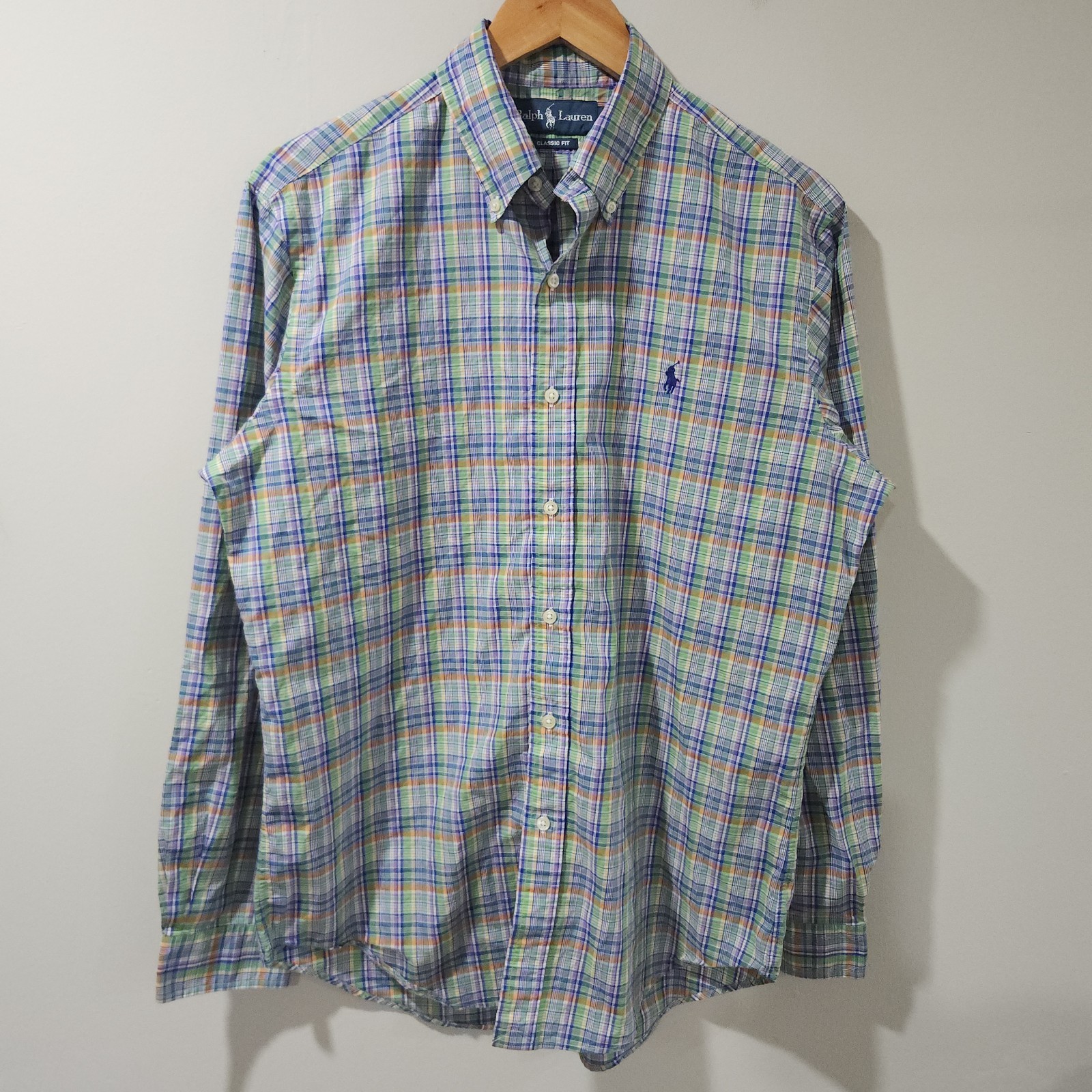 Polo Ralph Lauren Plaid Check Button Down Classic Preppy Outdoor Money Medium