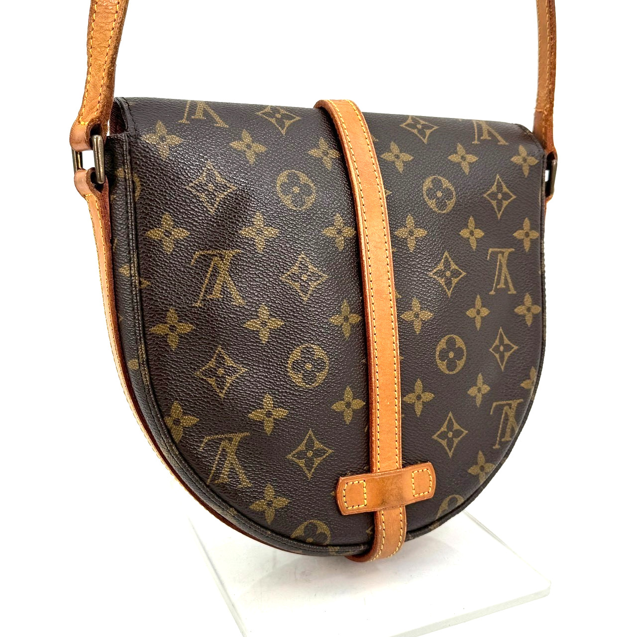 Louis Vuitton Shanti Shoulder Bag Half Moon LV Leather Authentic