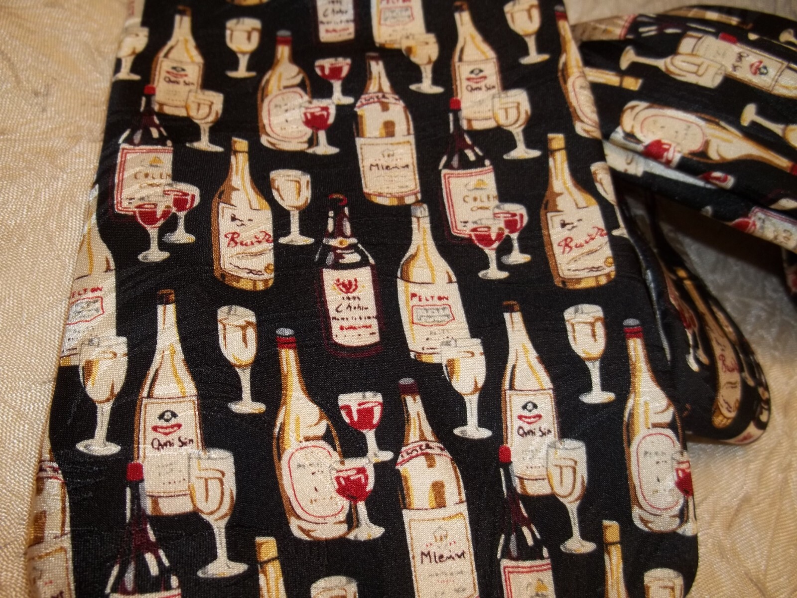 Museum Artifacts Wine Bottle Silk Tie Made in USA Handmade Wine Lover Necktie