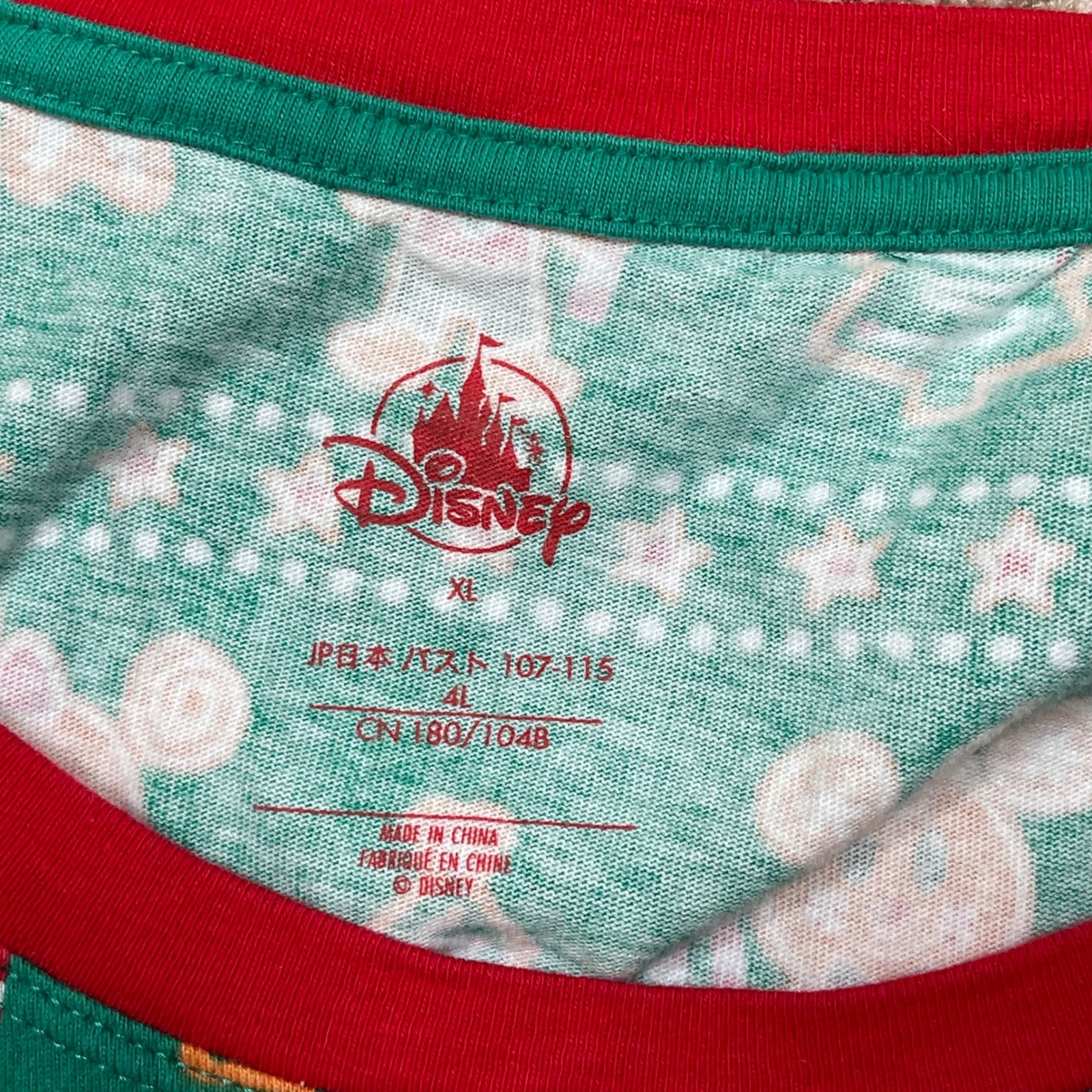 Disney Store Mickey Mouse & Friends Green Holiday Pajamas Set XL Gingerbread