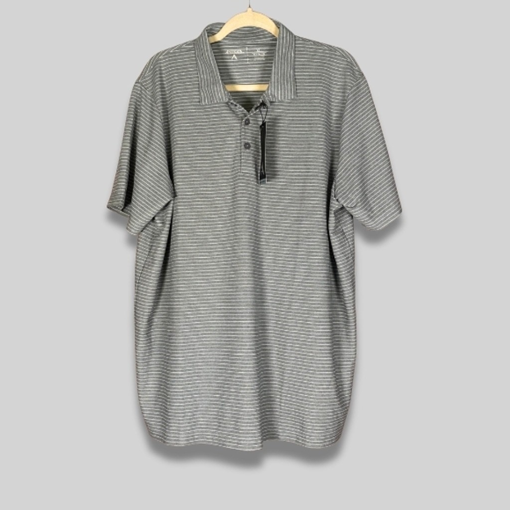 Antigua Collared Polo Shirt Esteem Mini Stripes “Master of Mixes” Gray M XL NWT
