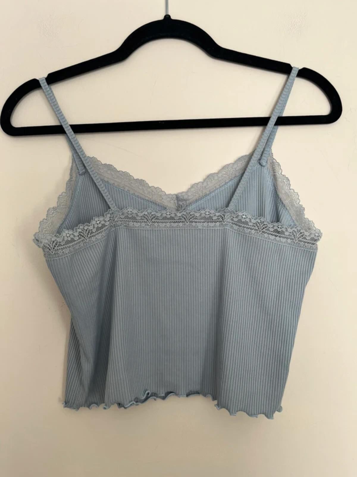 Primark Blue Lace Trim Ribbed Cami Top – Size M, UK 12/14