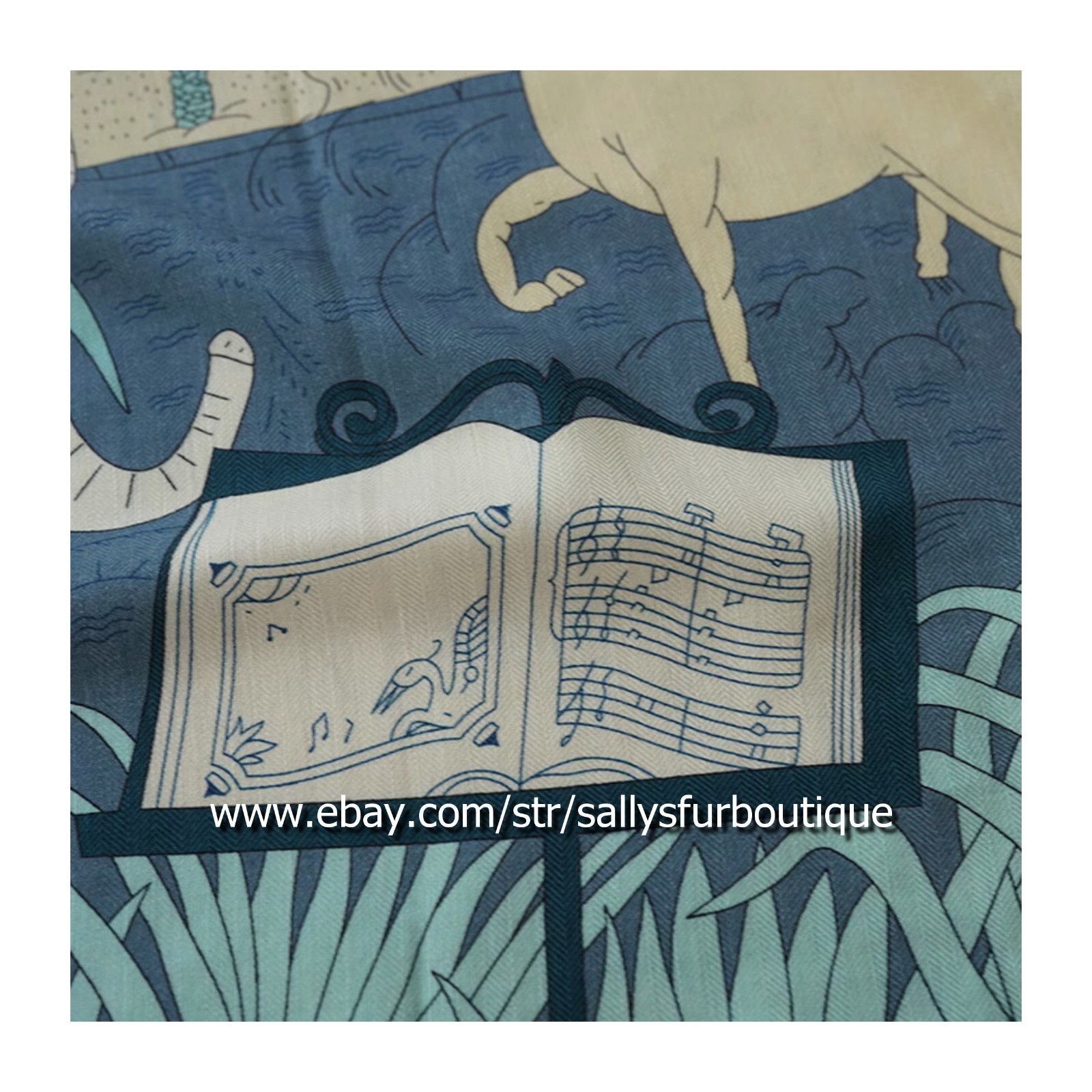 Sallys Boutique 70% Cashmere 30% Silk Wrap Scarf Animals Print 2 Face Shawl 53″