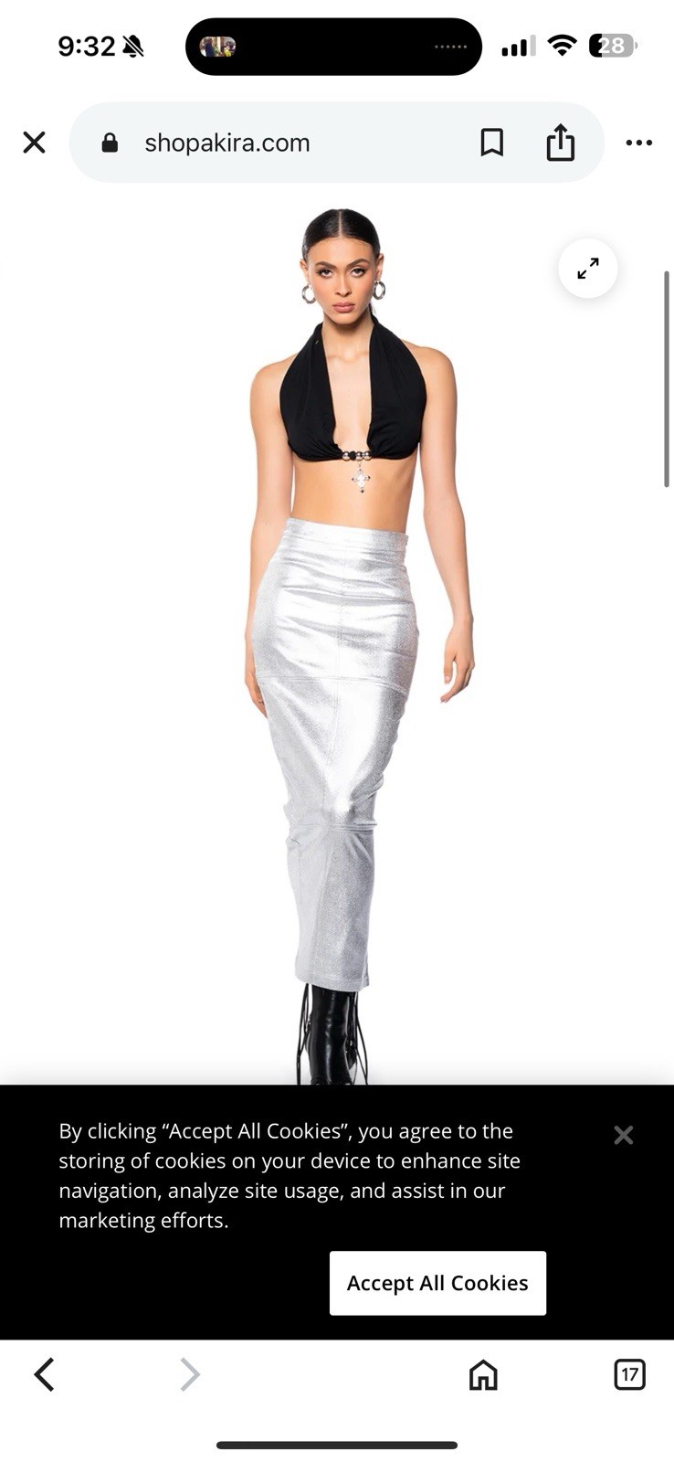 White Fox HALTER NECK CROPPED BRA With Cross Dangle Pendant Black XL