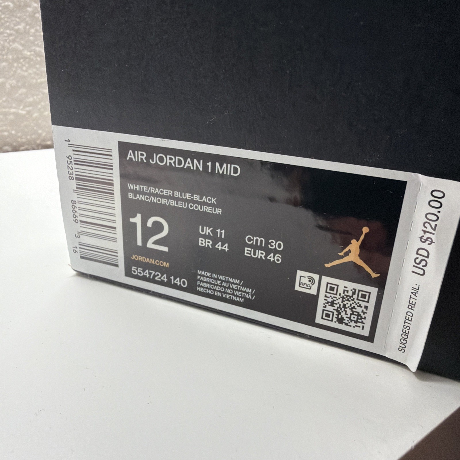 Size 12- Air Jordan 1 Mid Racer Blue With Original Box