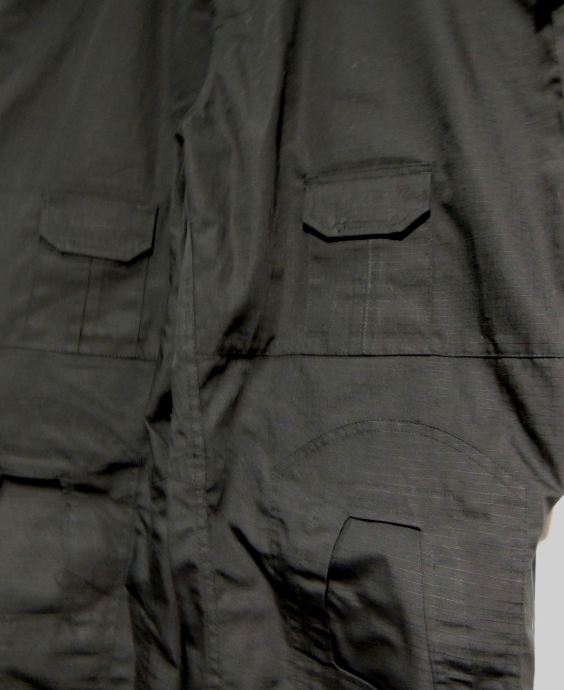 Mens Size 42 Black Tactical Pants Polyester/Cotton Multi 10 Pockets Adjustable