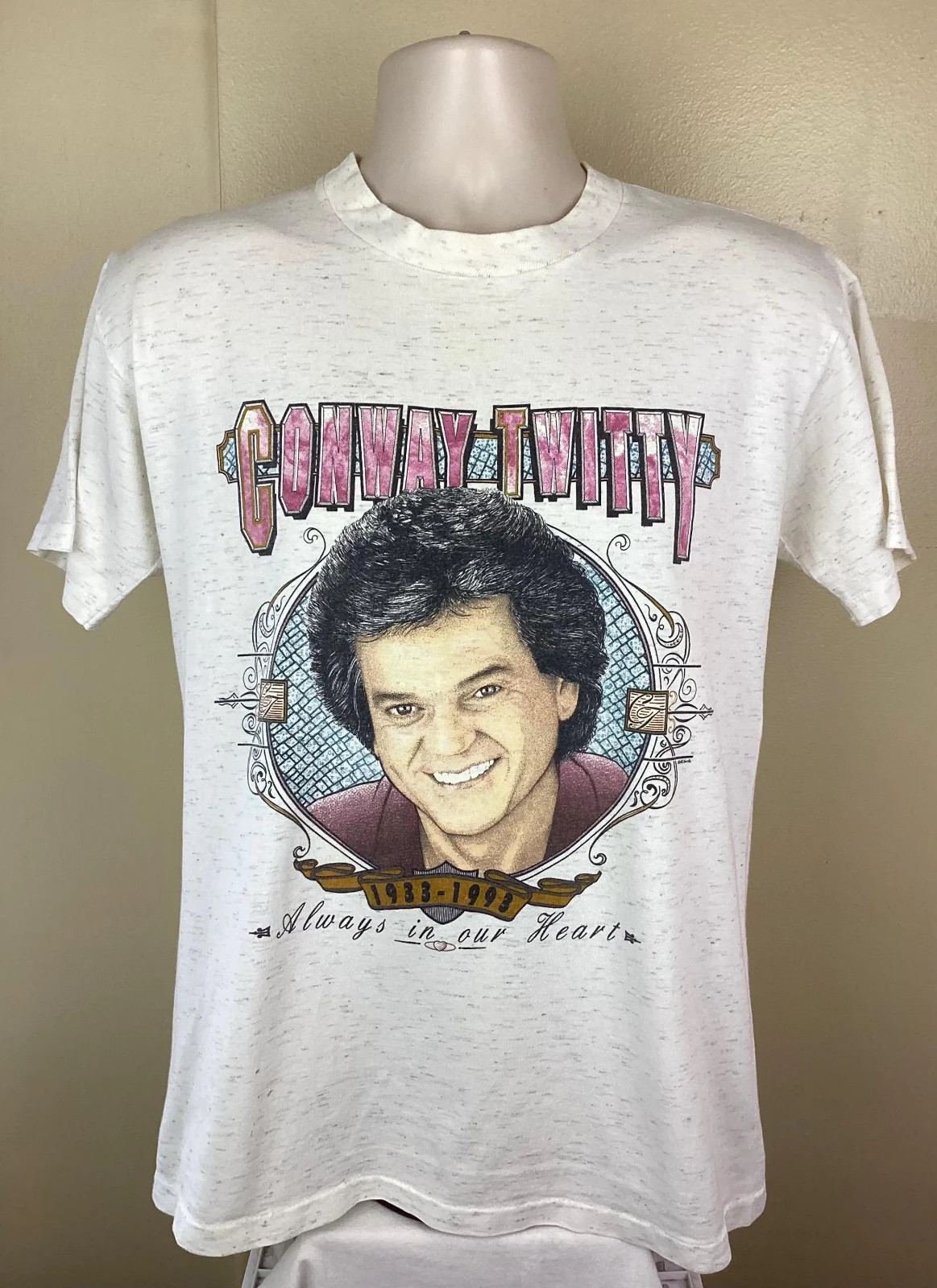 Vtg 1993 Conway Twittty T-Shirt Gray M 90s Classic Country Music Singer