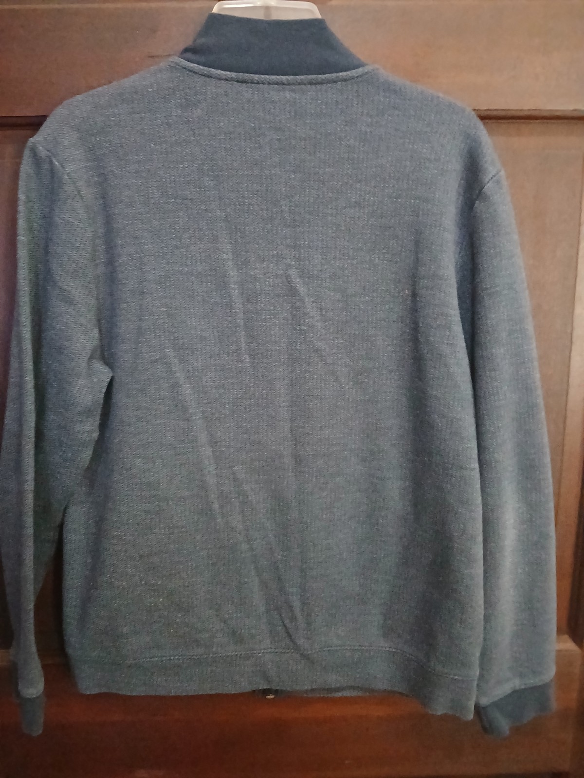 Perry Ellis Men’s Gray Cotton Knit Mock Neck Full Zip Sweater Long Sleeve M