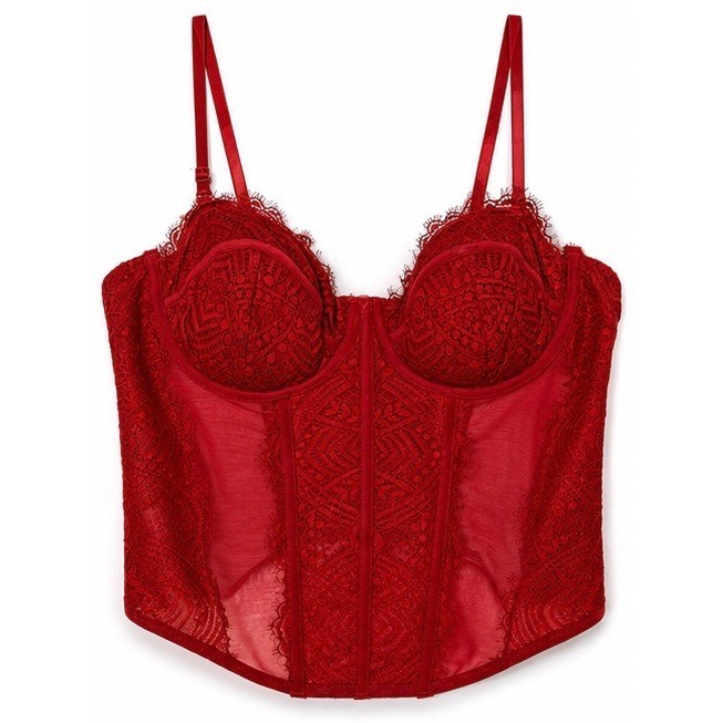 Garage Red Lace Corset Top Bustier Mesh Underwire Adjustable Straps Small