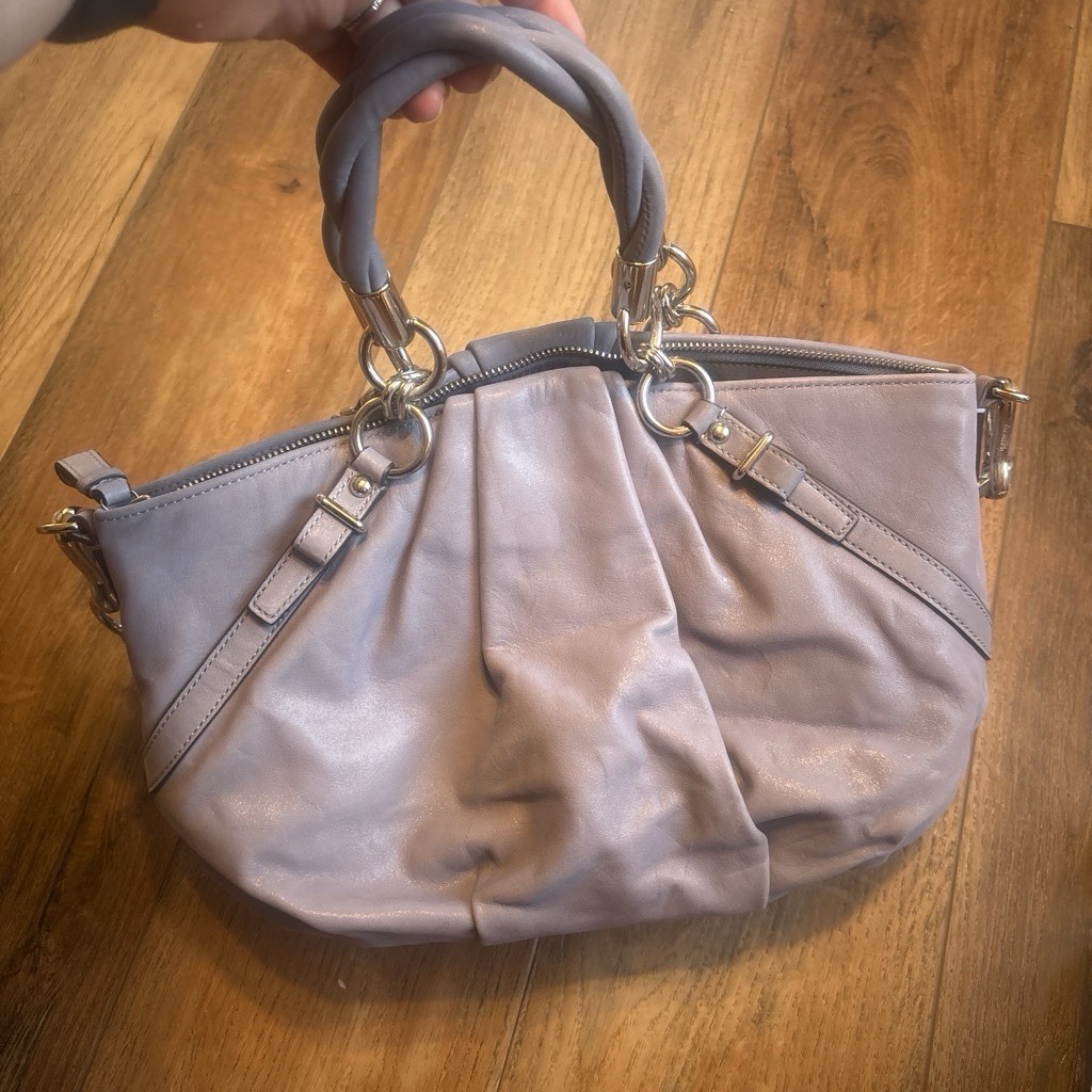 Coach Madison Sophia Slate Metallic Leather Satchel 22563