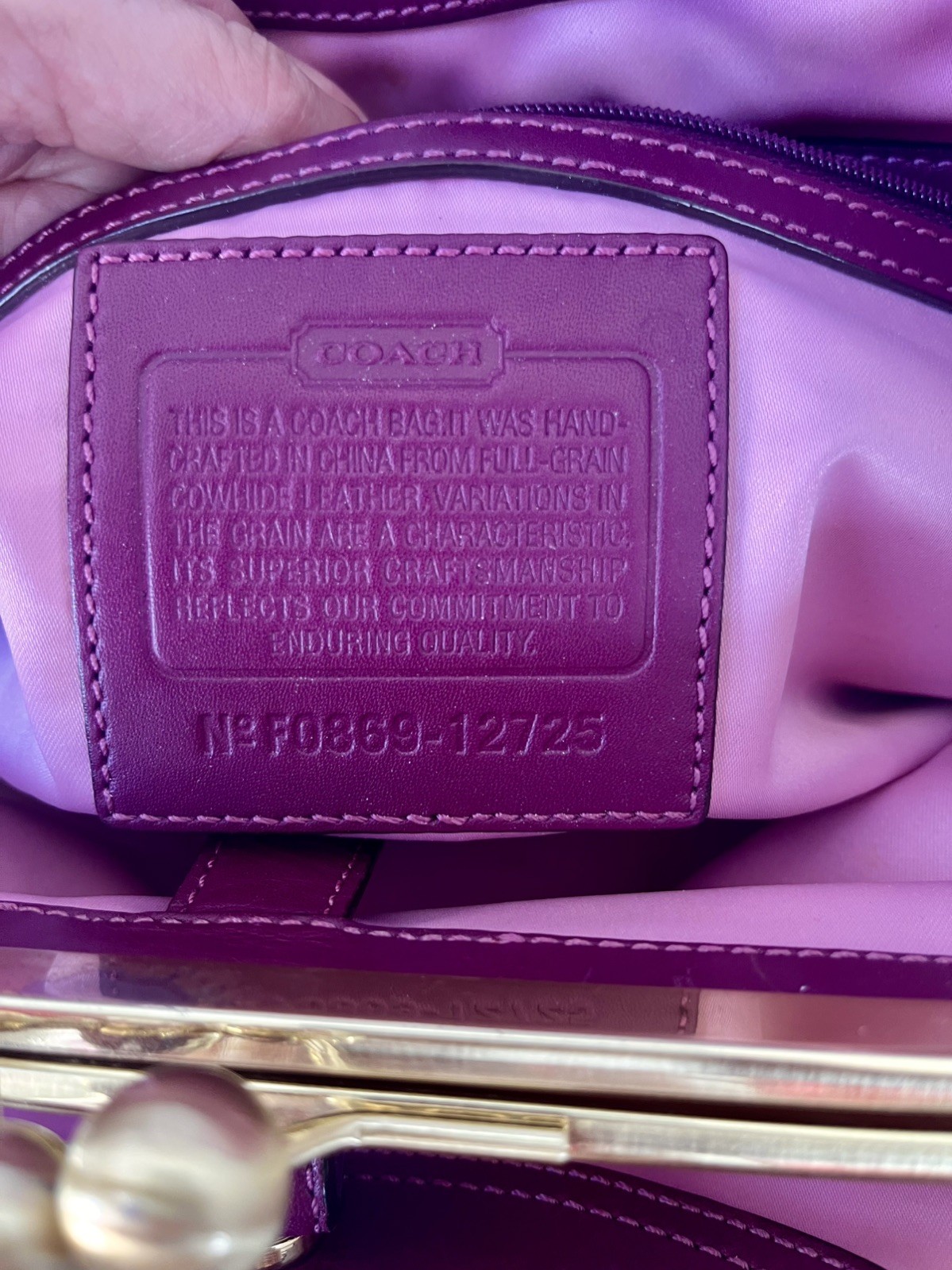 Vintage COACH Ergo Pleated Kisslock Magenta Leather Bag Authentic