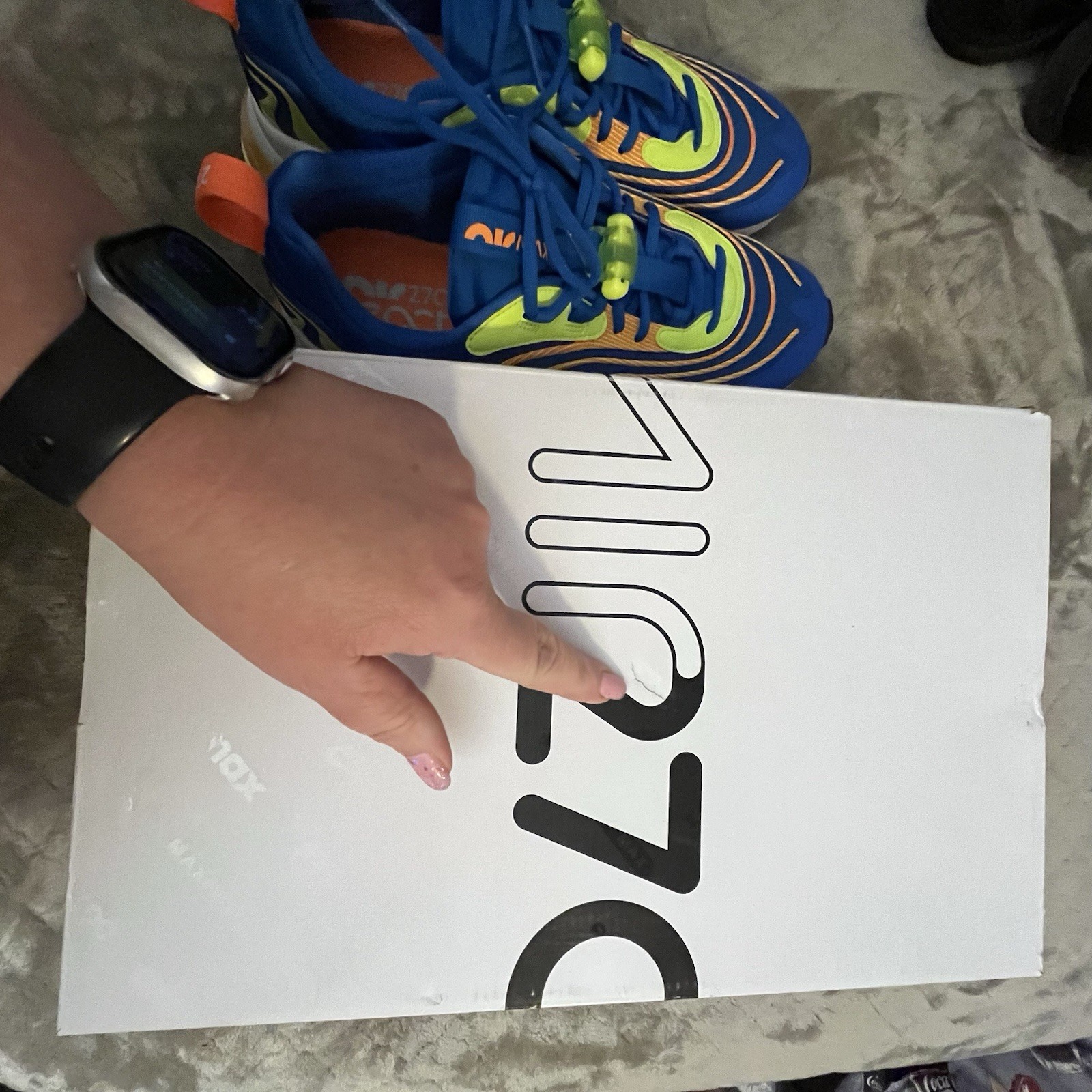 Size 11 – Nike Air Max 270 React ENG Blue w electric yellow & orange