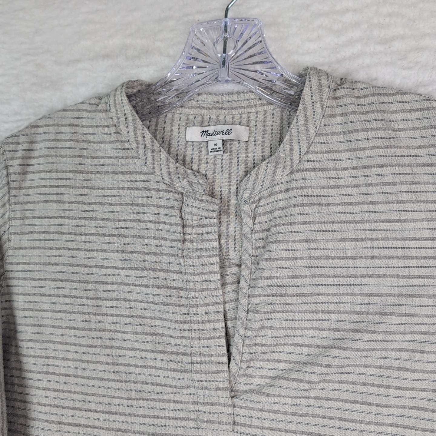 Madewell Split Cuff Tunic Top Striped Long Sleeve Weathered Concrete Women’s M
