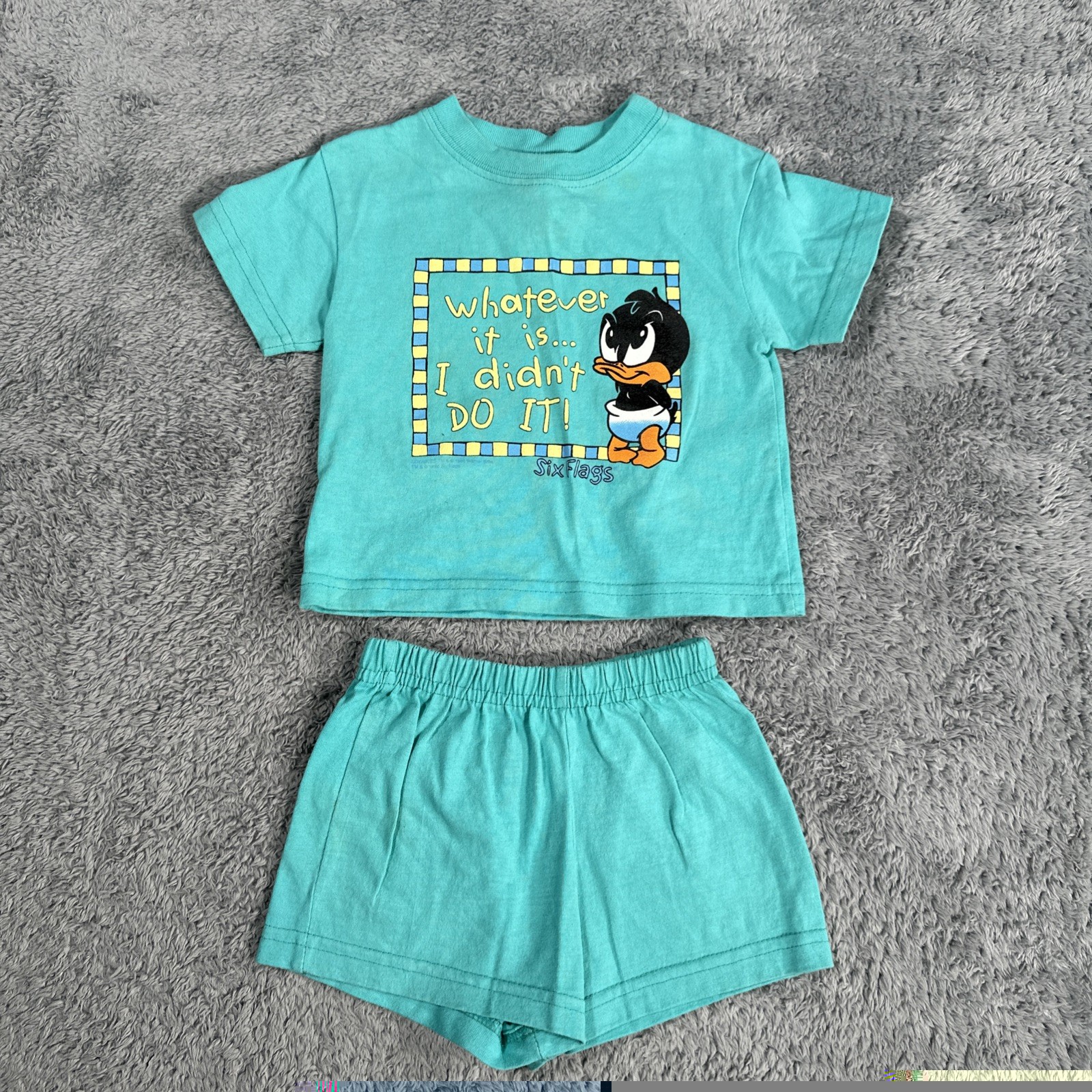 Looney Tunes Lovables Vintage 1995 Baby Two Piece 18 Months Daffy Duck Top Short