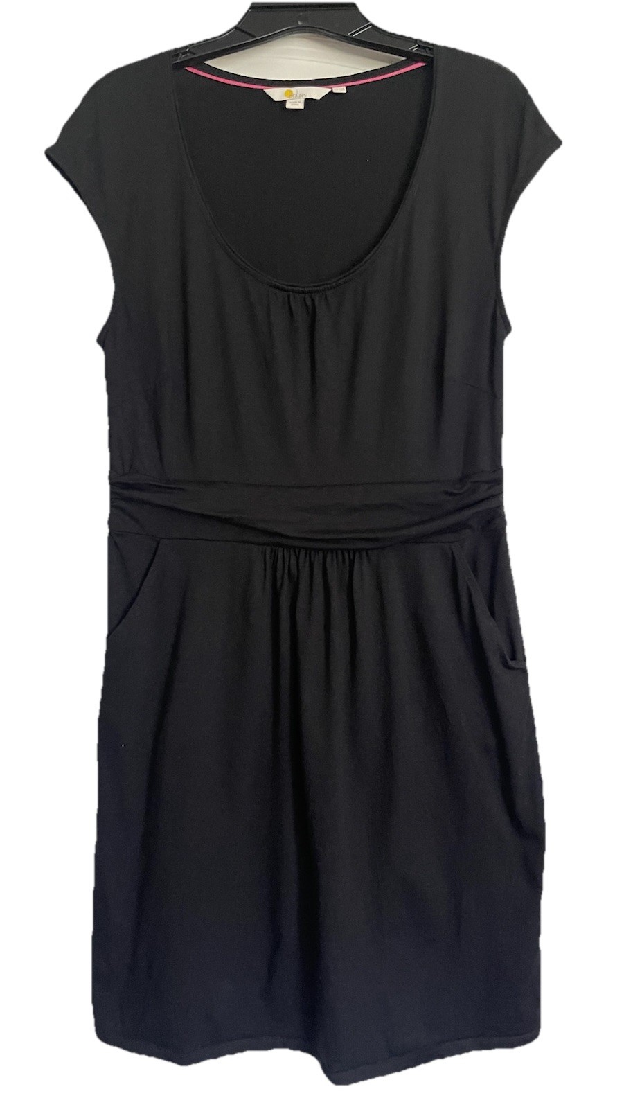 BODEN Margot Jersey Black Dress Size US 12 R Knee Length With Pockets