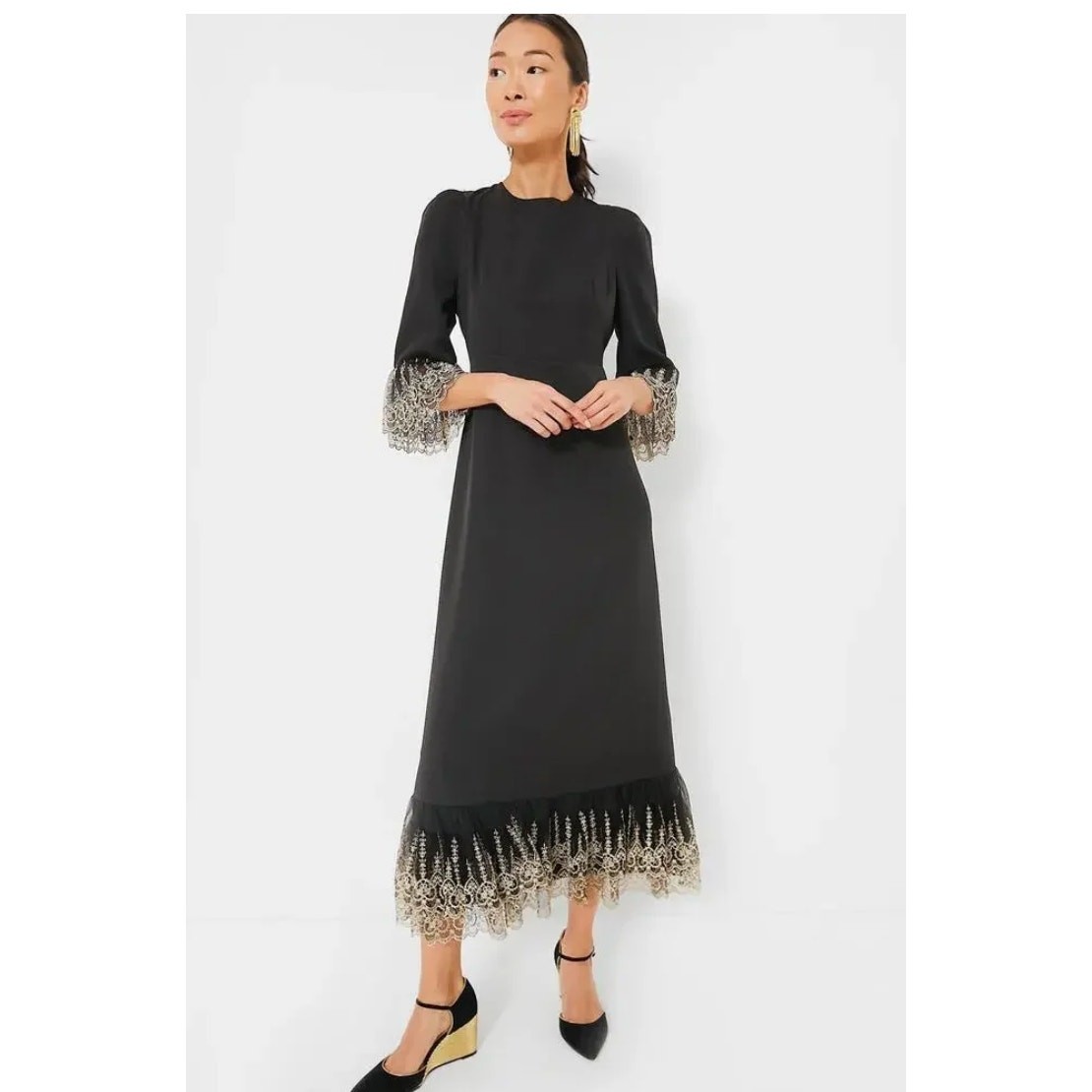 pomander place tuckernuck black with gold detailing lillith dress women x-small