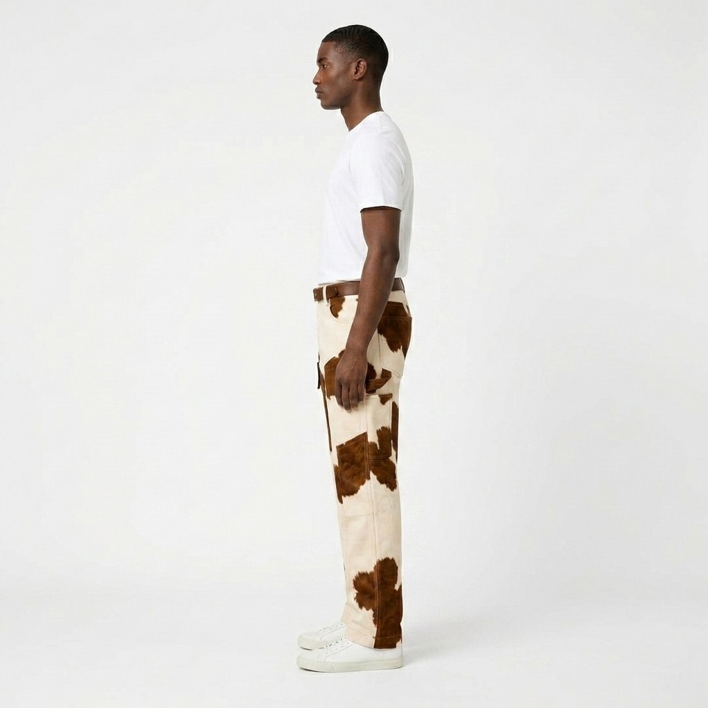 Men’s Brown Hair On Western Cowhide Leather Style Leather Pant Western Pant