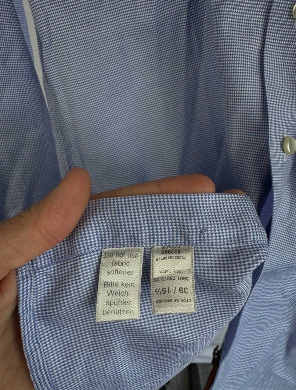 Eton Blue Dress Shirt Men’s Button Up Formal Business Office Luxury Size:М