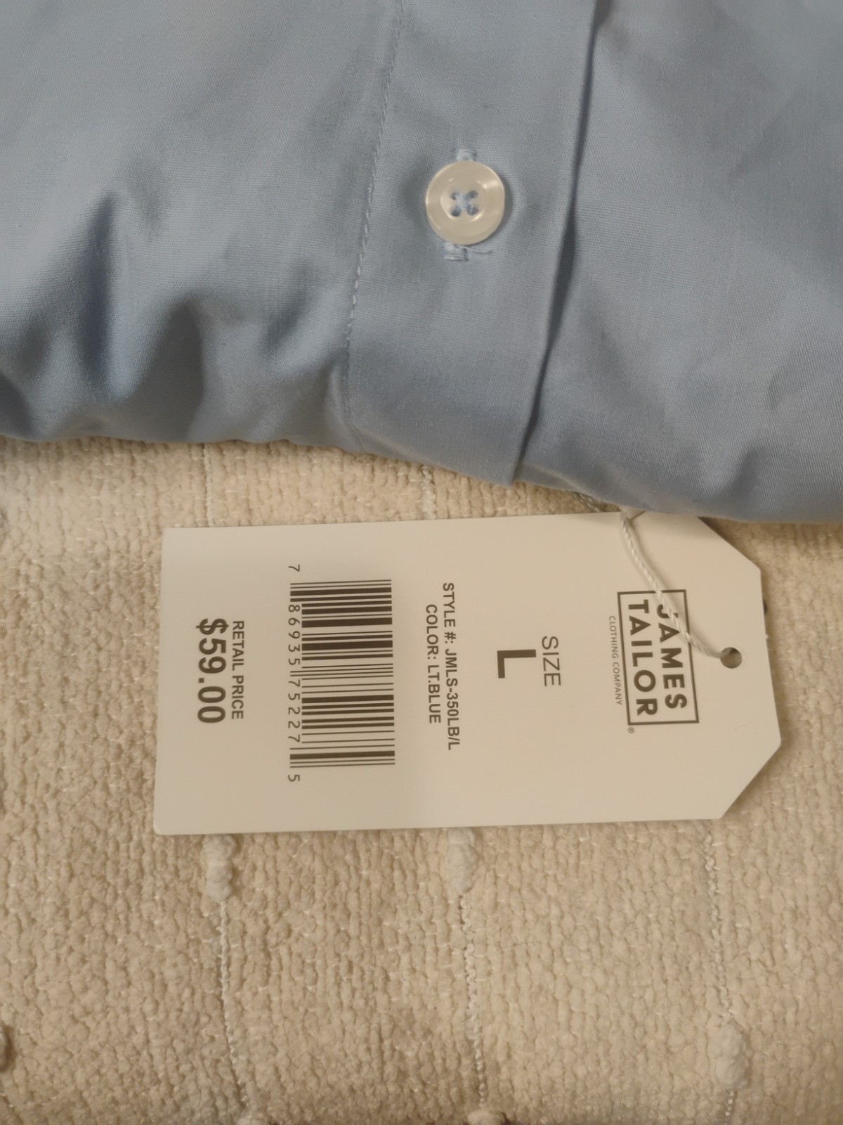 James Tailor Clothing Company Stretch Fabric Button Down Shirt Large NWT $59