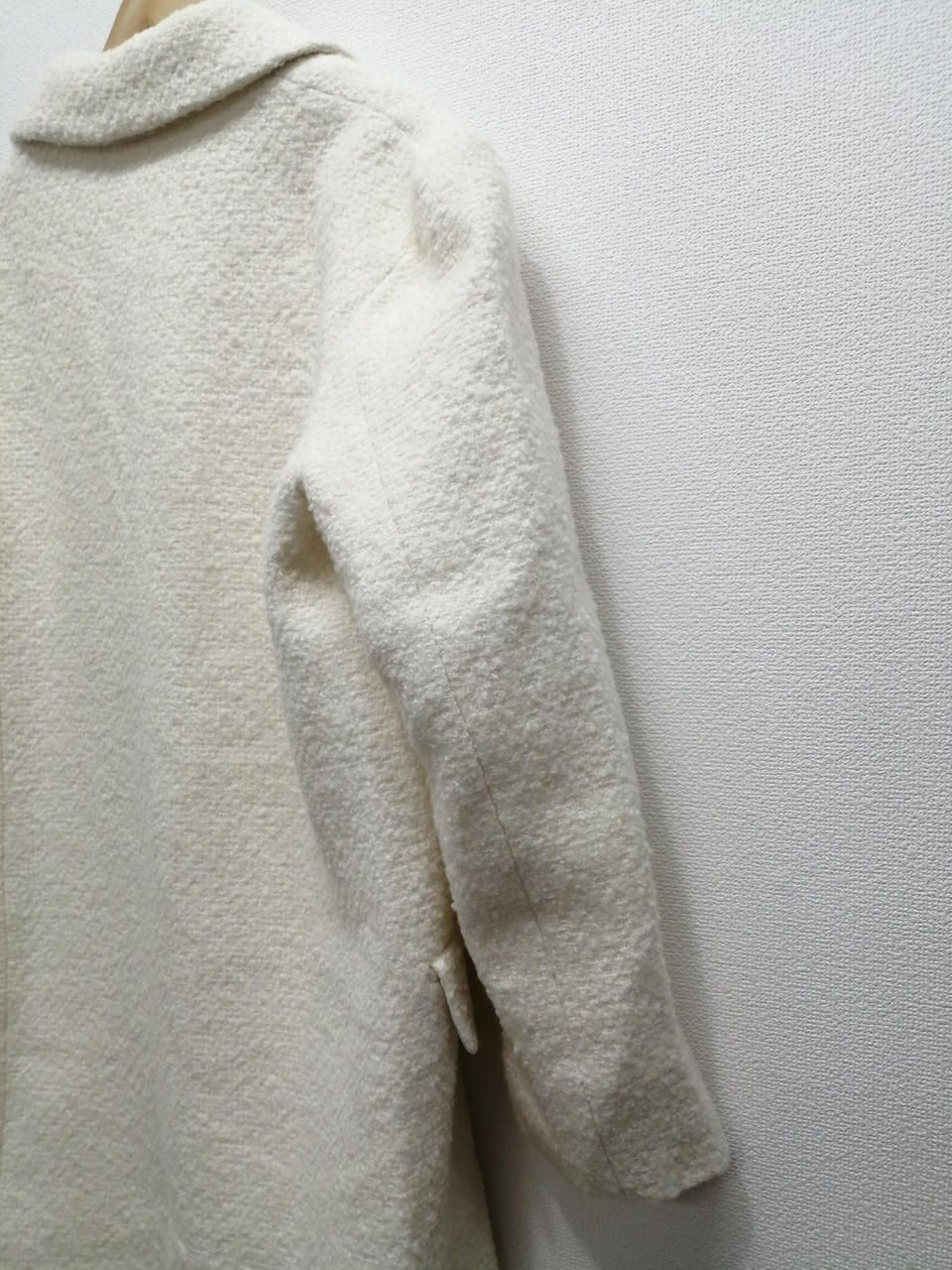 ZARA Straight Wool Blend Coat With Tags WHT S Used