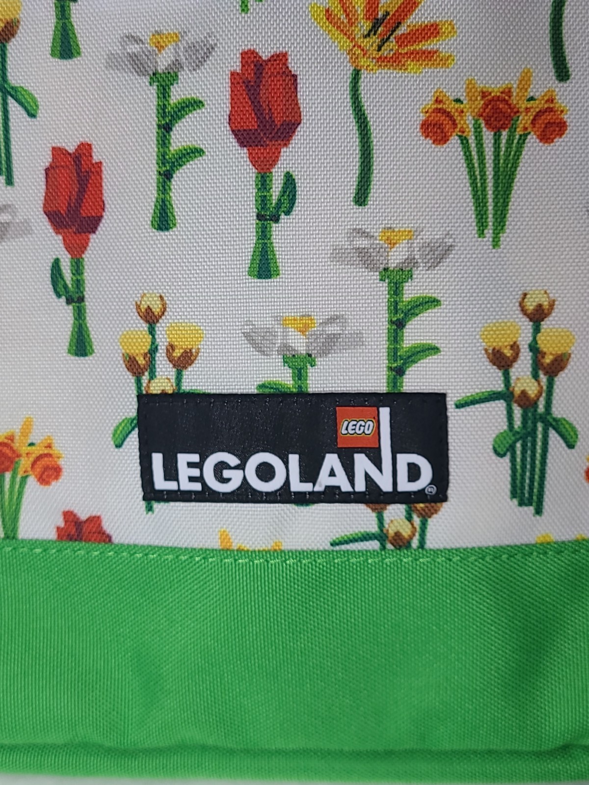 LEGO LEGOLAND Floral Print Crossbody Messenger Bag Zip Buckle Green Strap