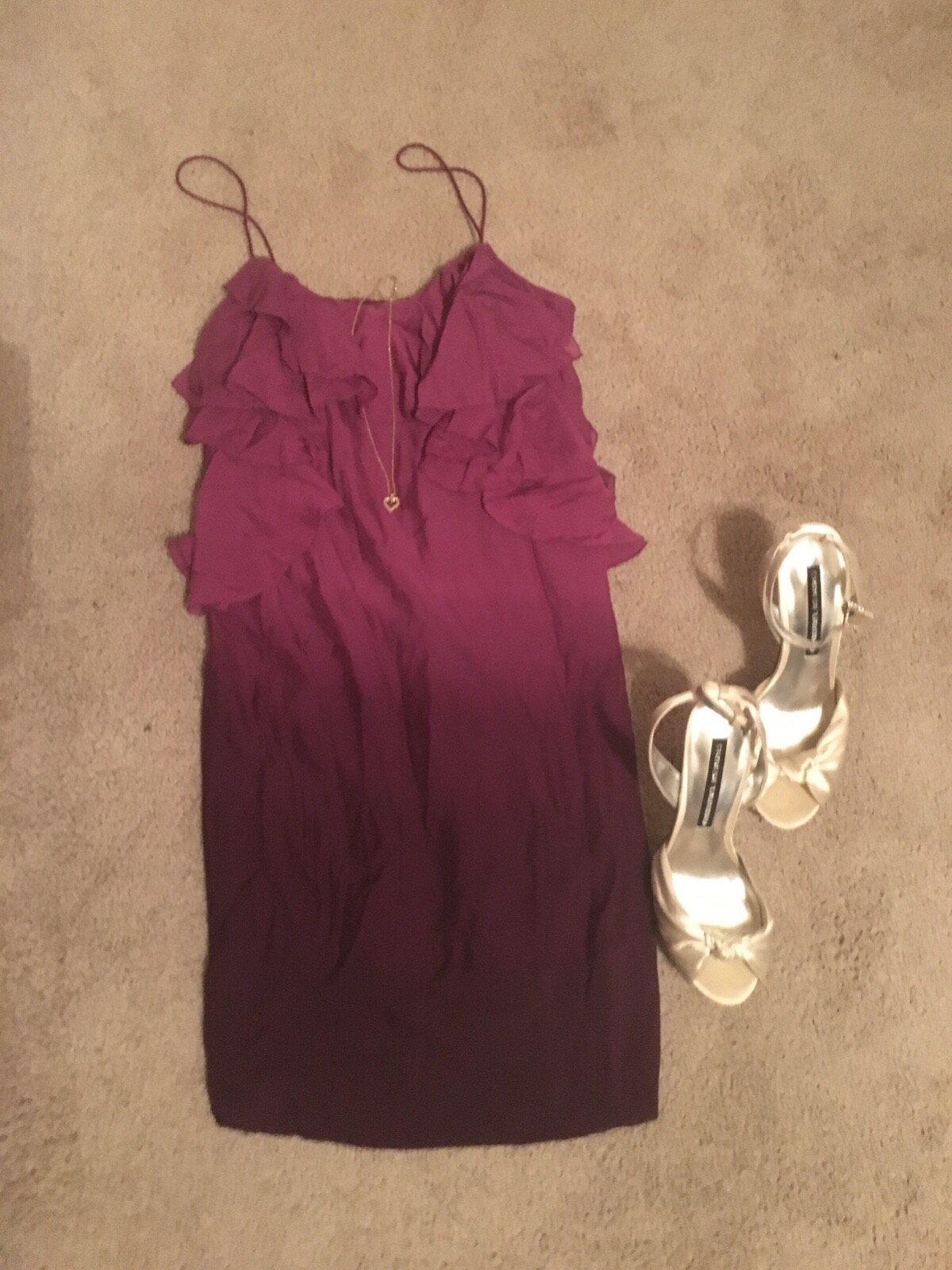 $395 REBECCA TAYLOR SILK Dress 6 S Ruffle Ombre Chloe Dye spade Magnolia kate