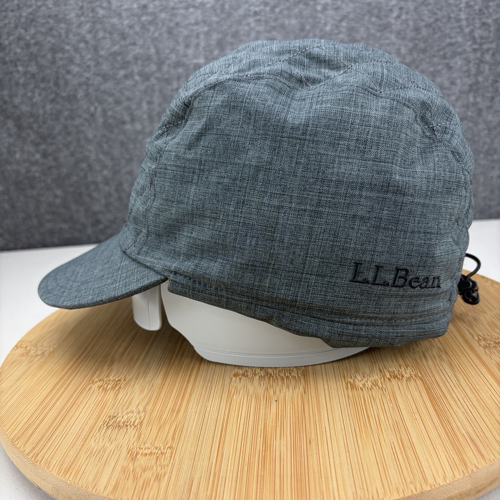 L.L. Bean Trapper Hat Cap Size S/M Gray Ear Flap Fleece Lined Quilted Goose Down